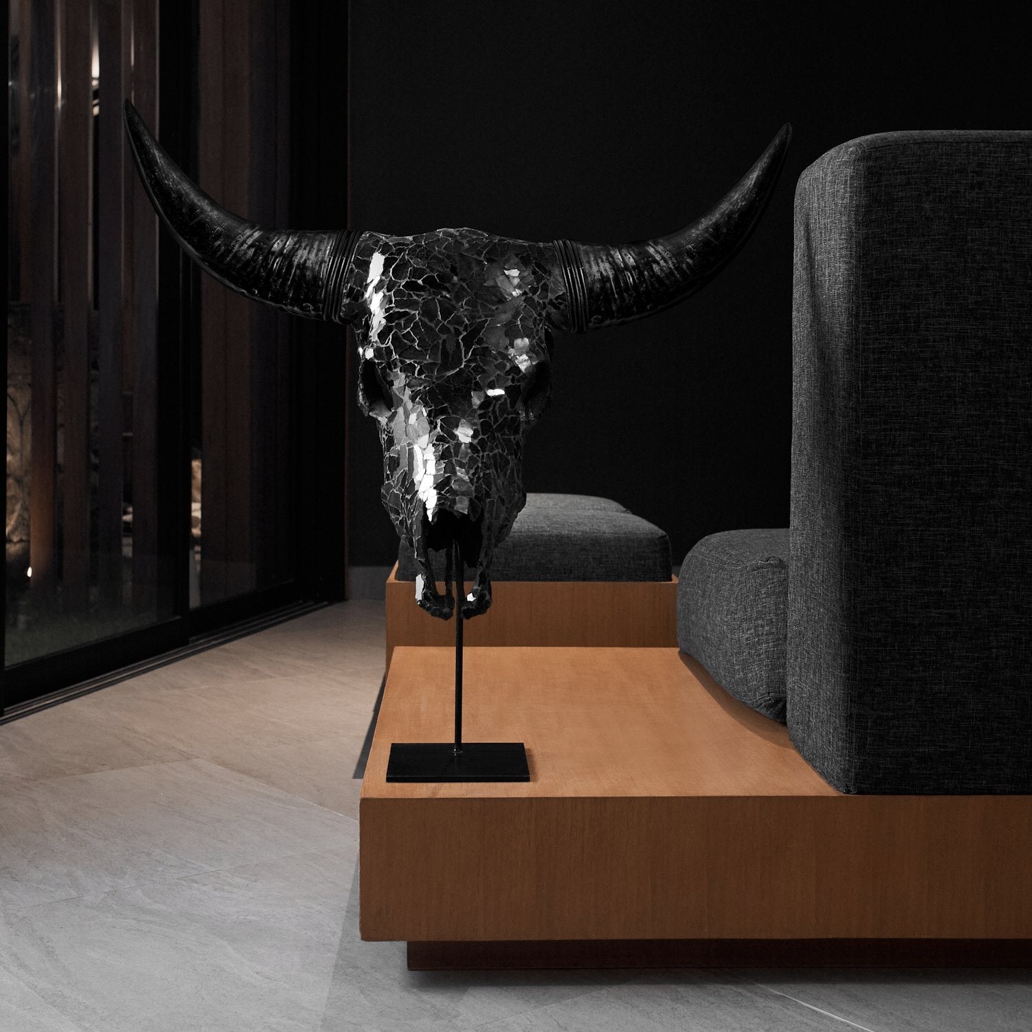 Cow Skull -  Black Mirror // Mosaic Finish