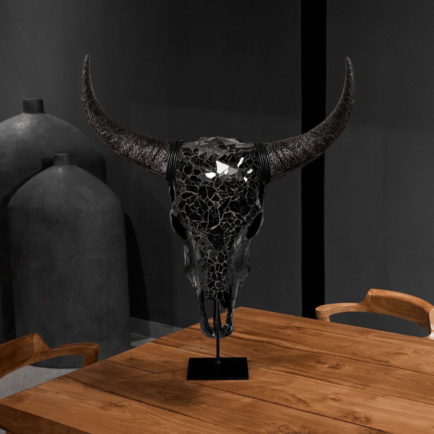 Cow Skull -  Black Mirror // Mosaic Finish