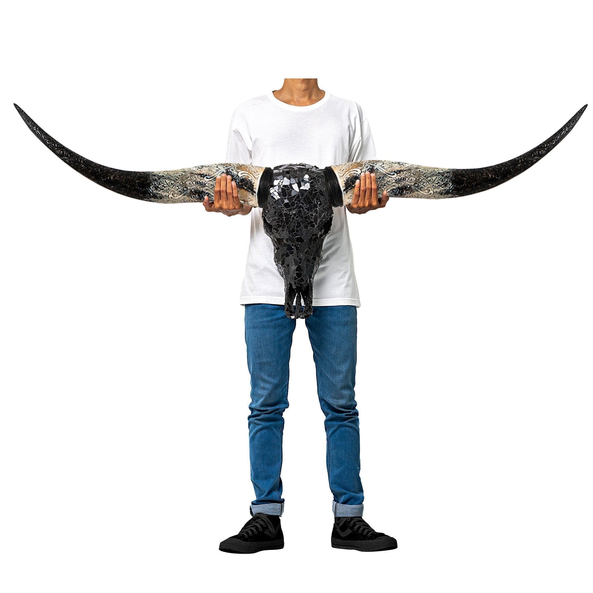 Longhorn Skull - Black Mirror // Mosaic Finish