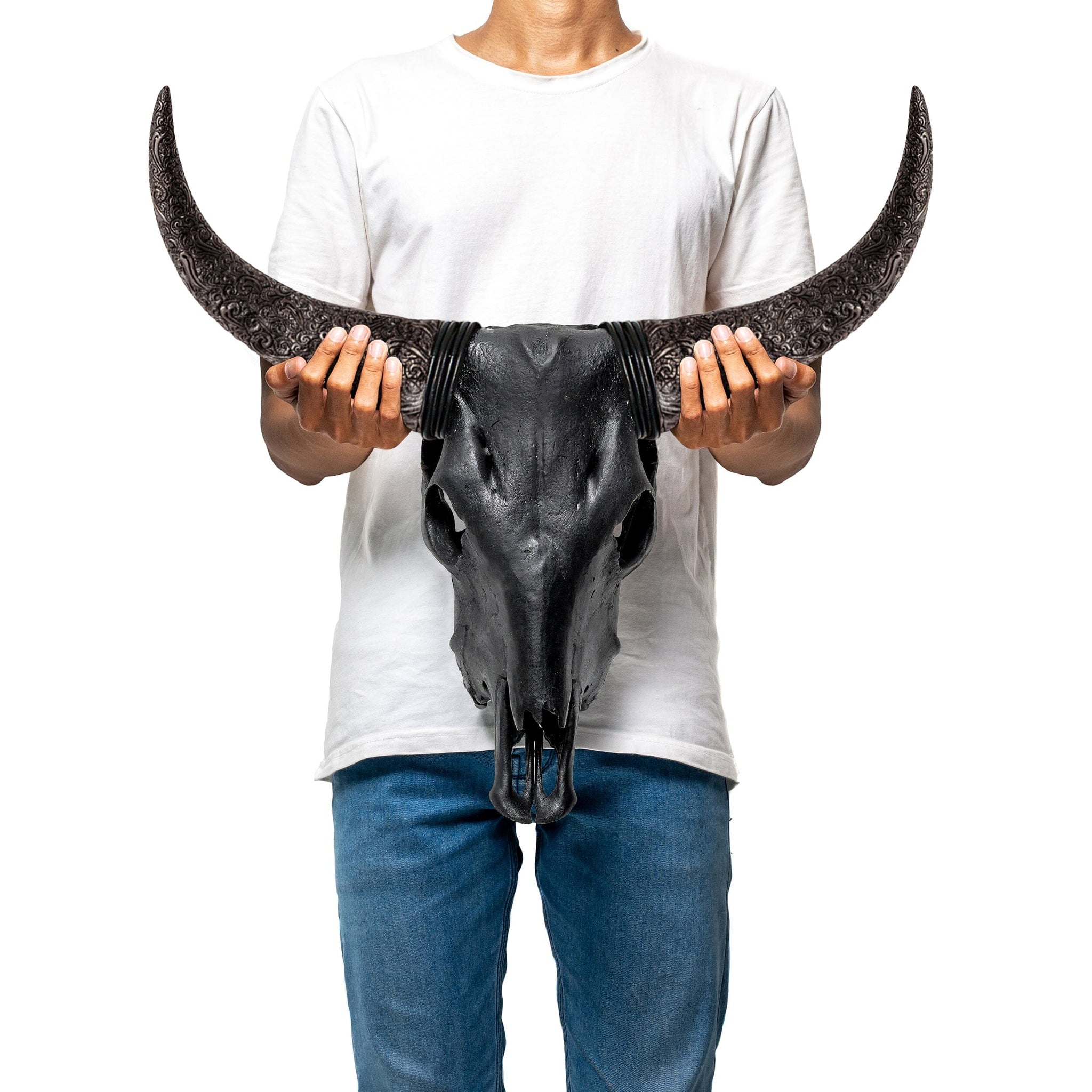 Cow Skull - Matte Black Storm