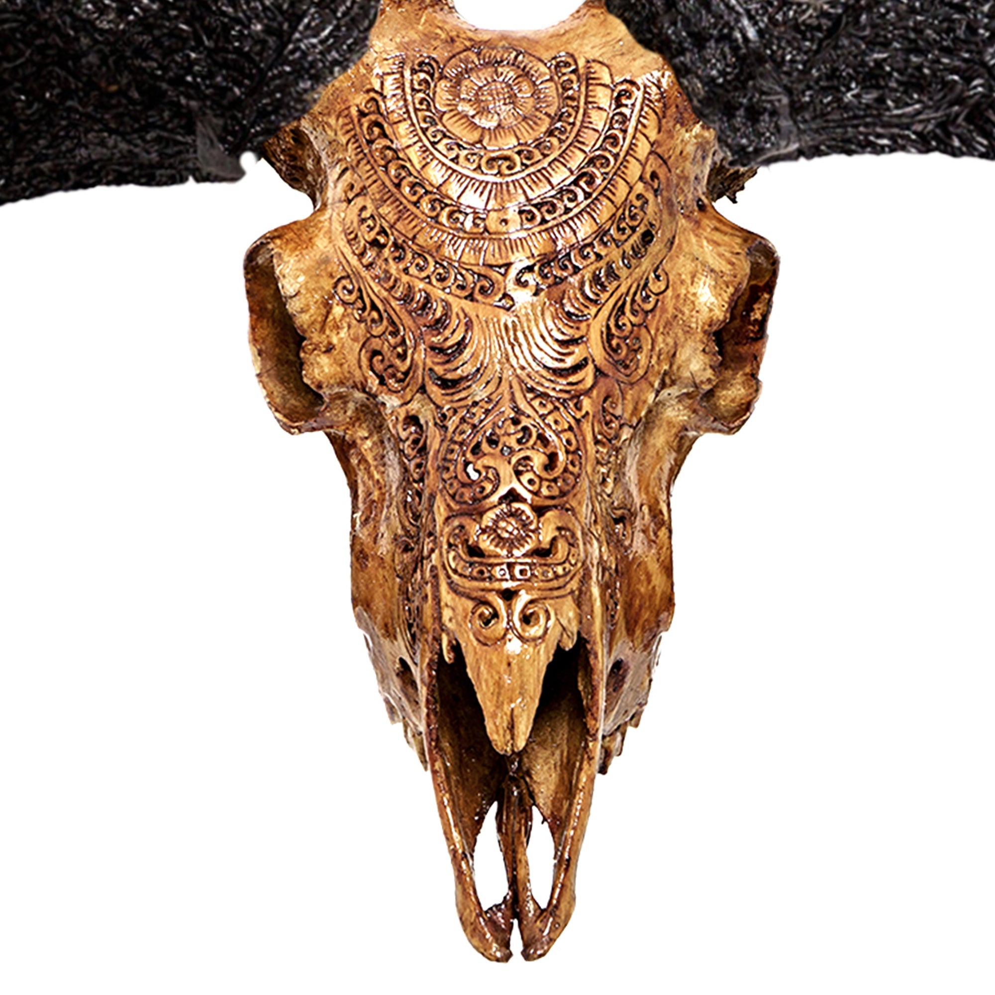 Hand Carved Ram Skull - Antique Boho