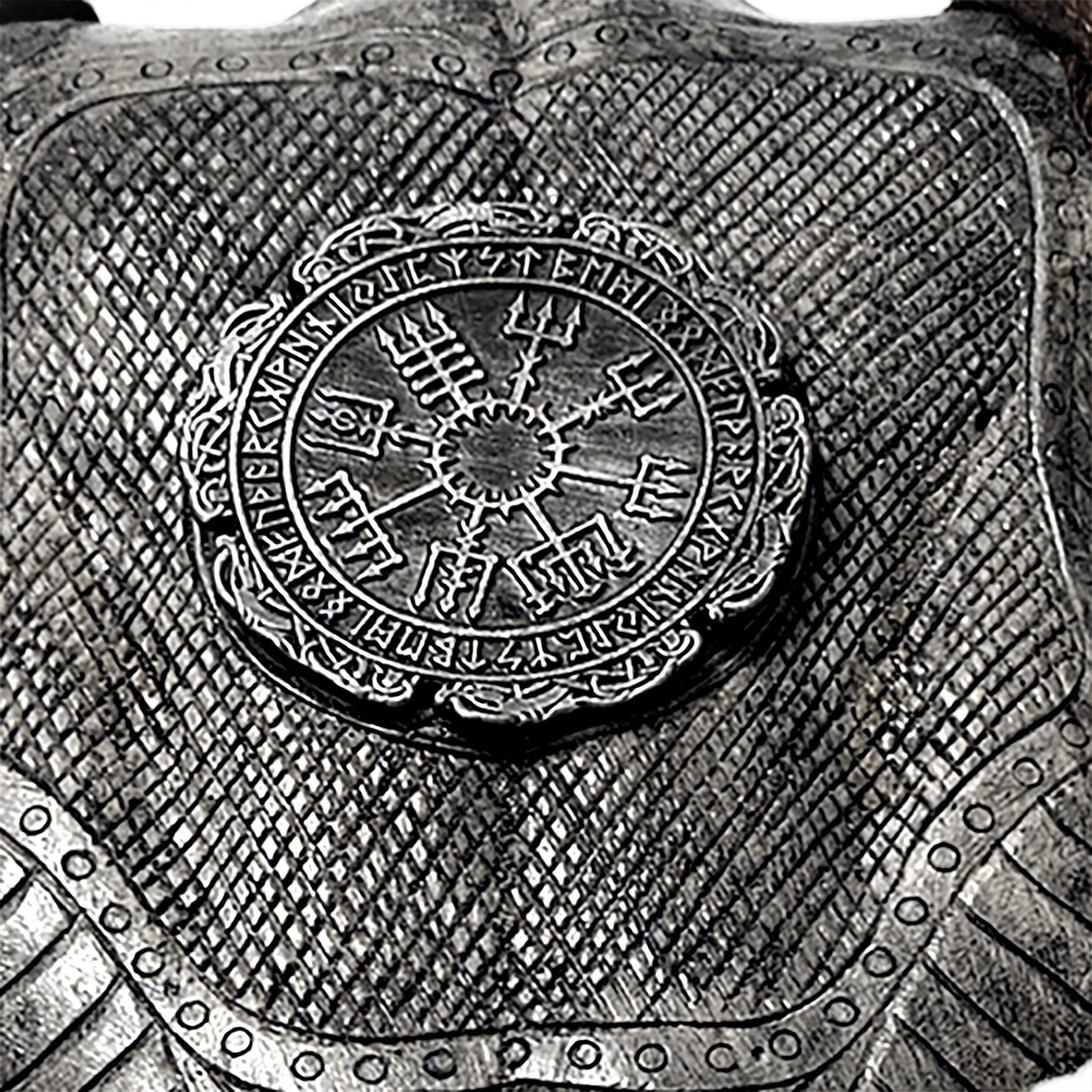 Hand Carved Cow Skull - Gray Nordic Compass