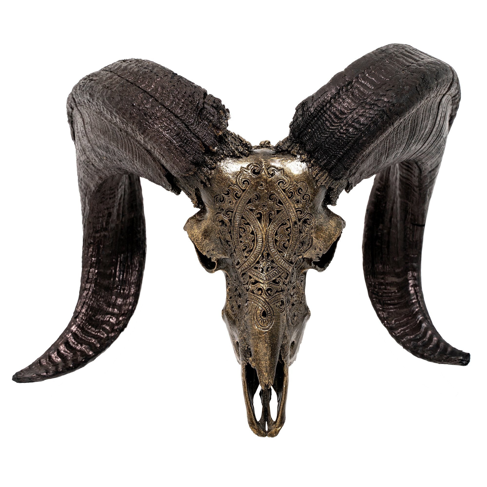 Hand Carved Ram Skull - Antique Bronze Phantom // Metallic Finish