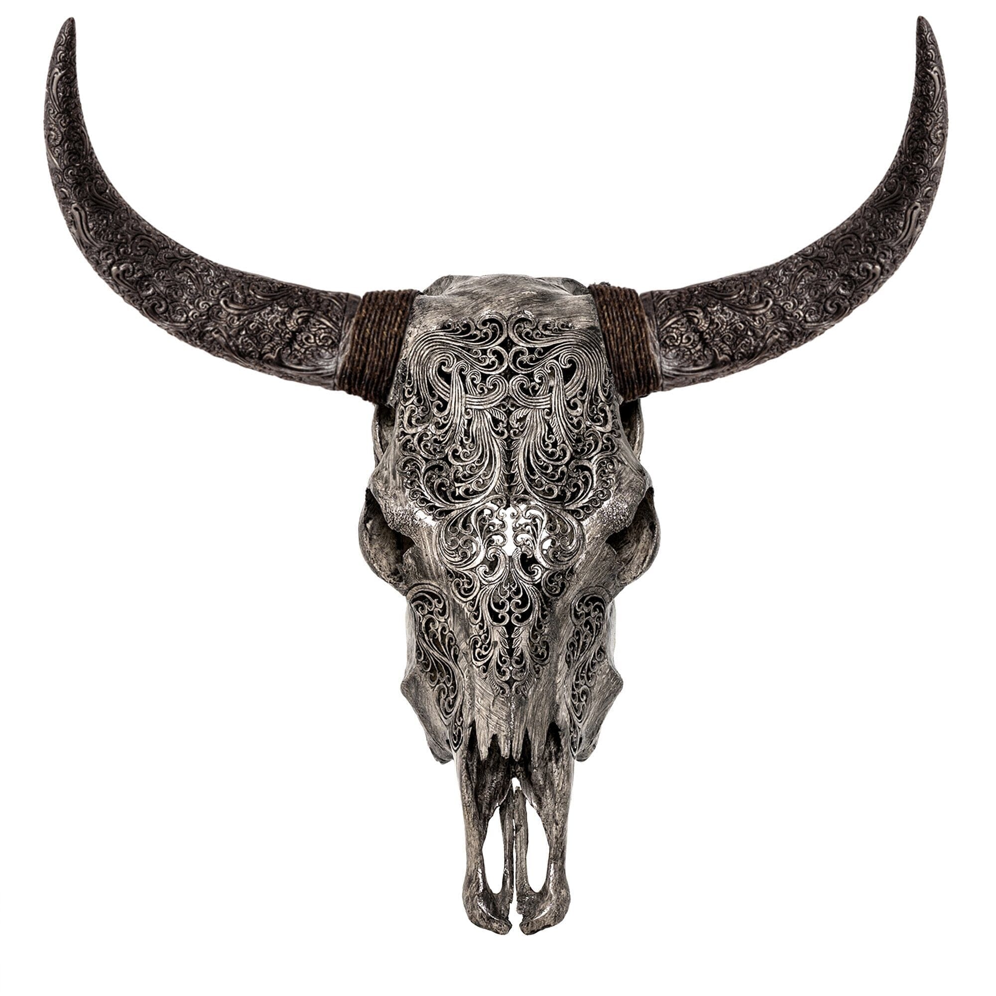 Hand Carved Cow Skull - Gray Titan