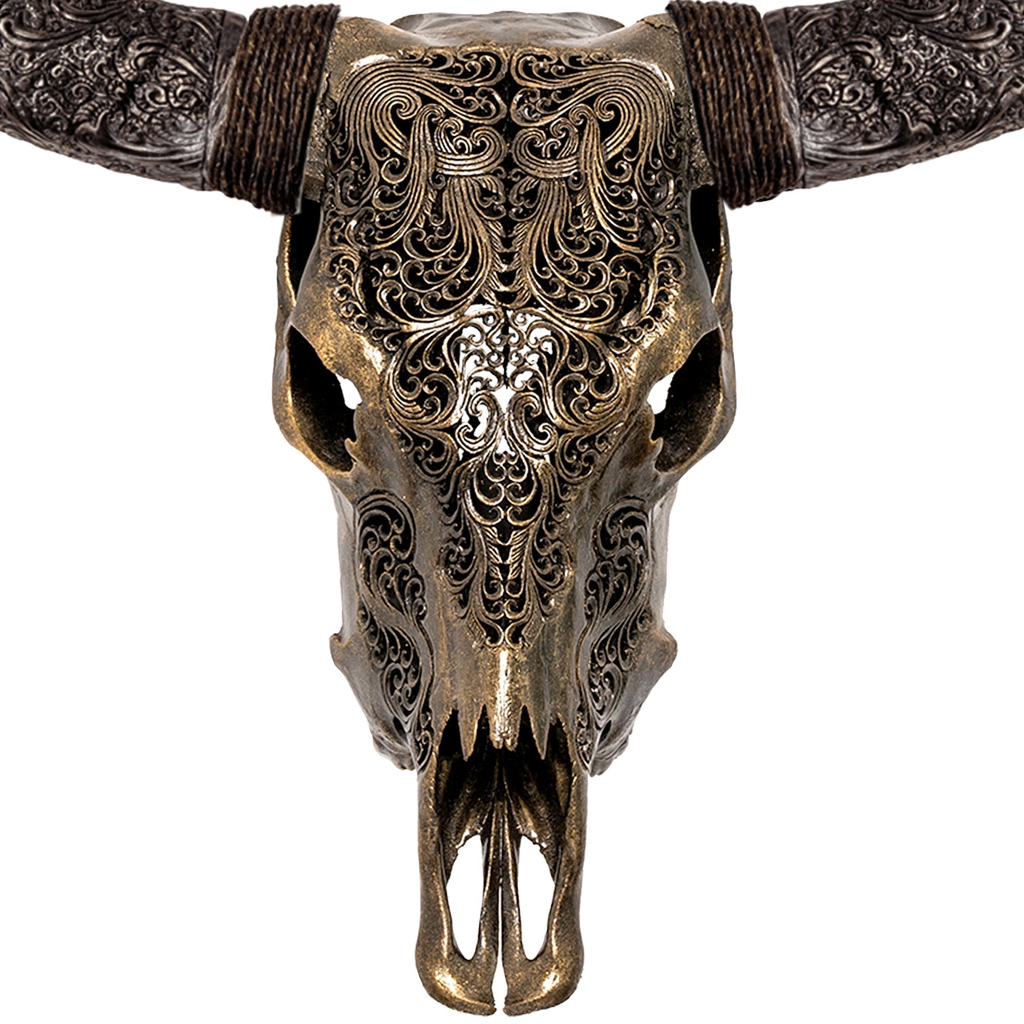 Hand Carved Cow Skull - Antique Bronze Titan // Metallic Finish