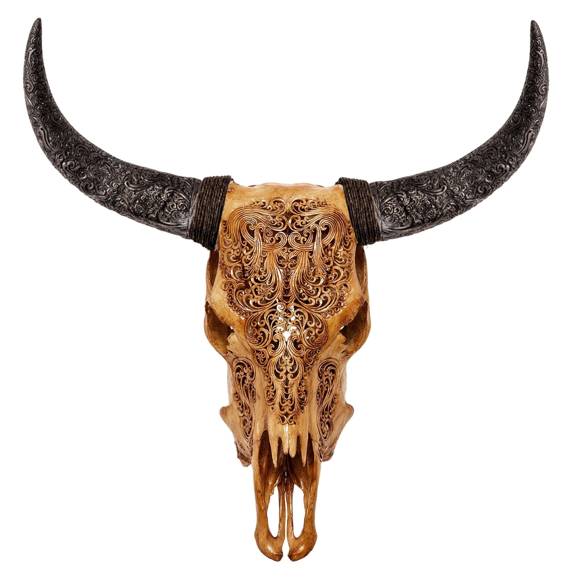 Hand Carved Cow Skull - Antique Titan