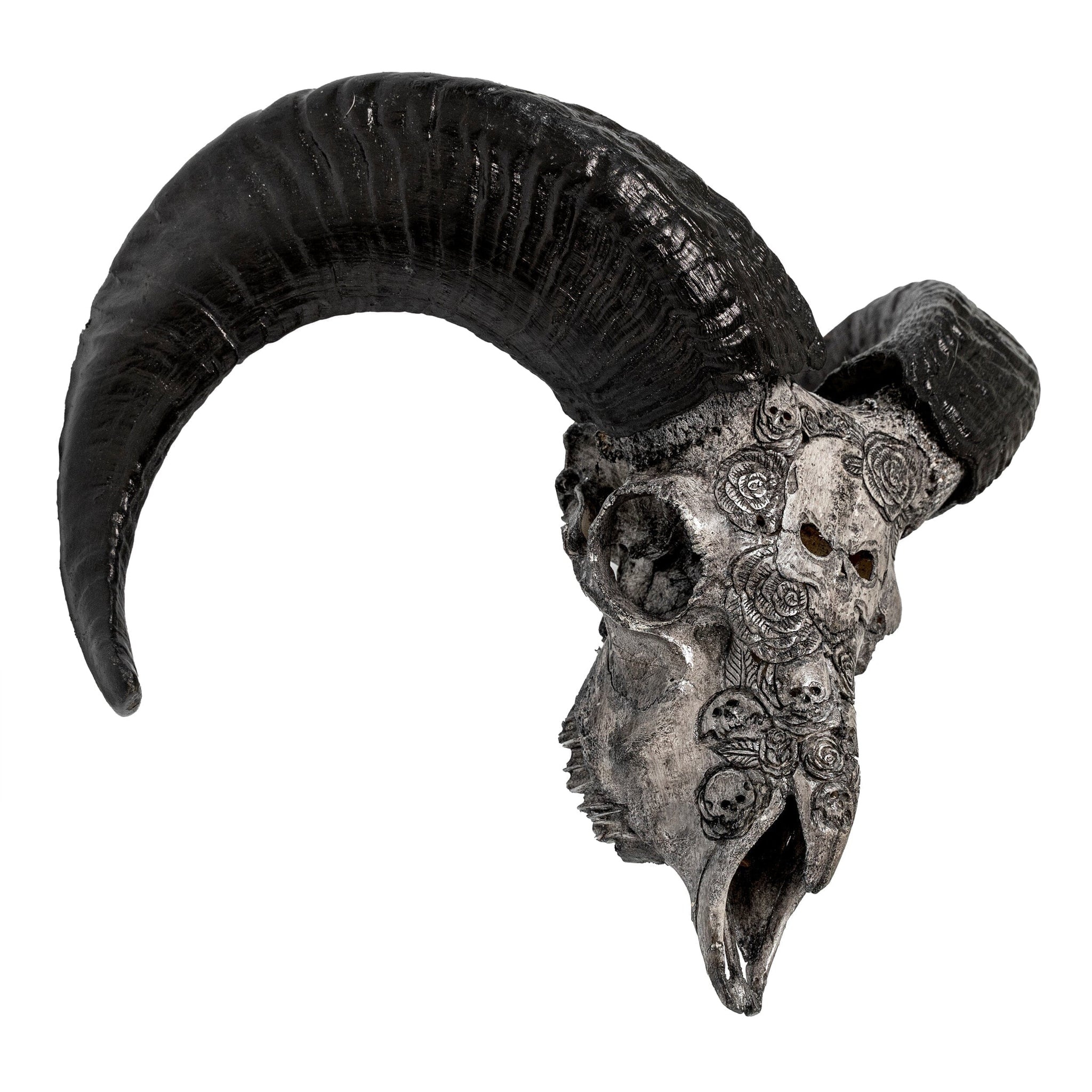 Hand Carved Ram Skull - Gray Thorn