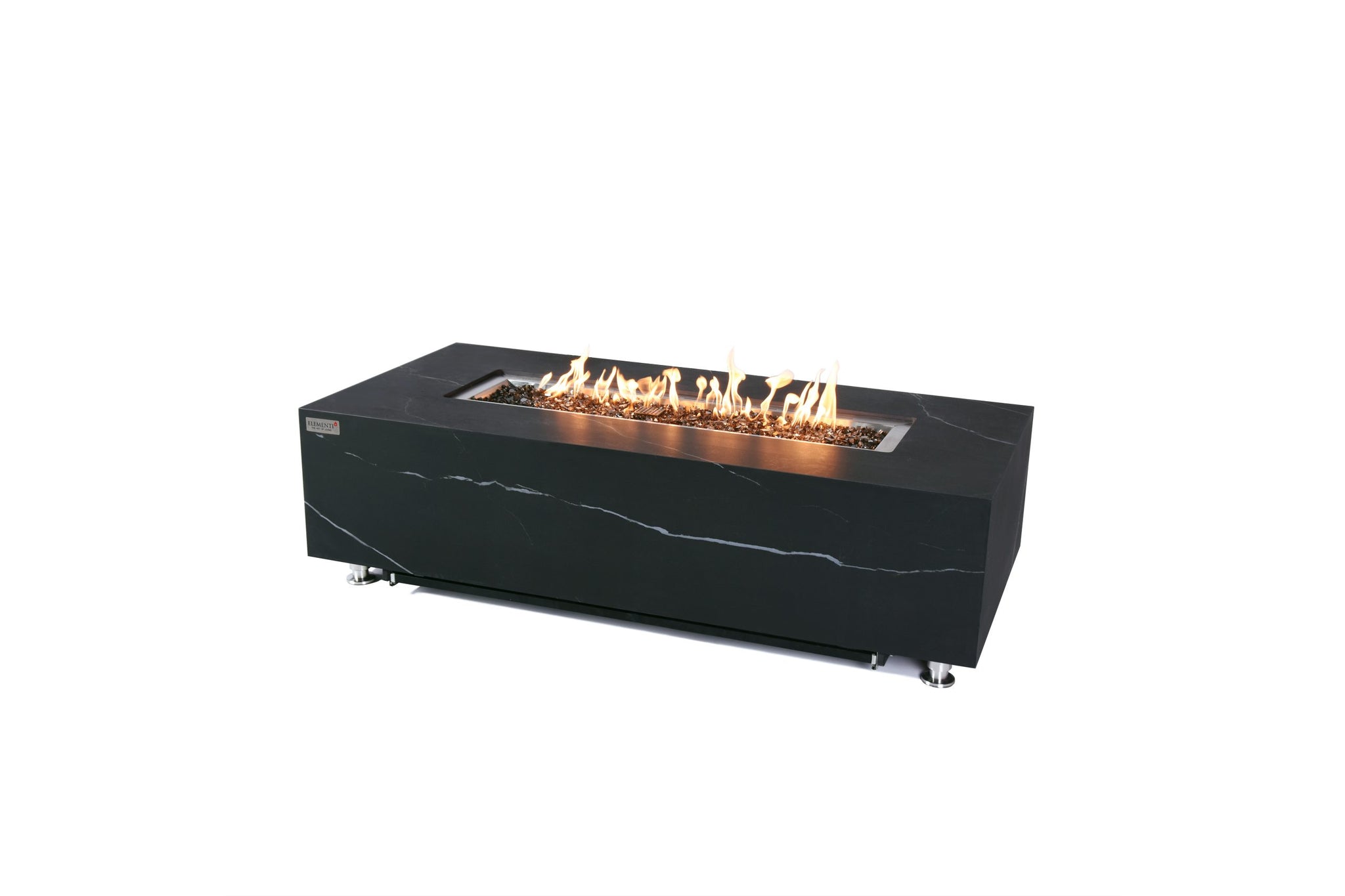 Varna 60” Marble Porcelain Fire Table - Bulgaria Black