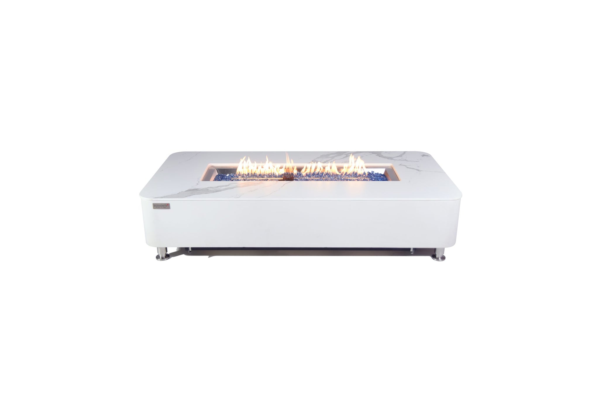 Athens 62” Marble Porcelain Top Fire Table - Bianco White