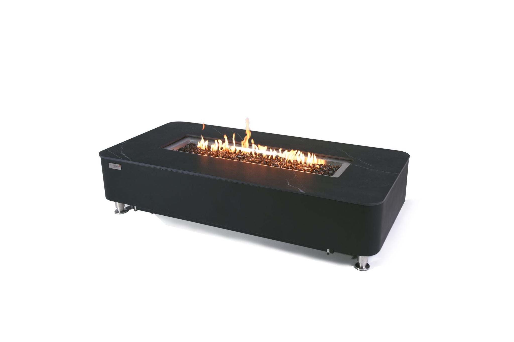 Valencia 62” Marble Porcelain Top Fire Table - Bulgaria Black
