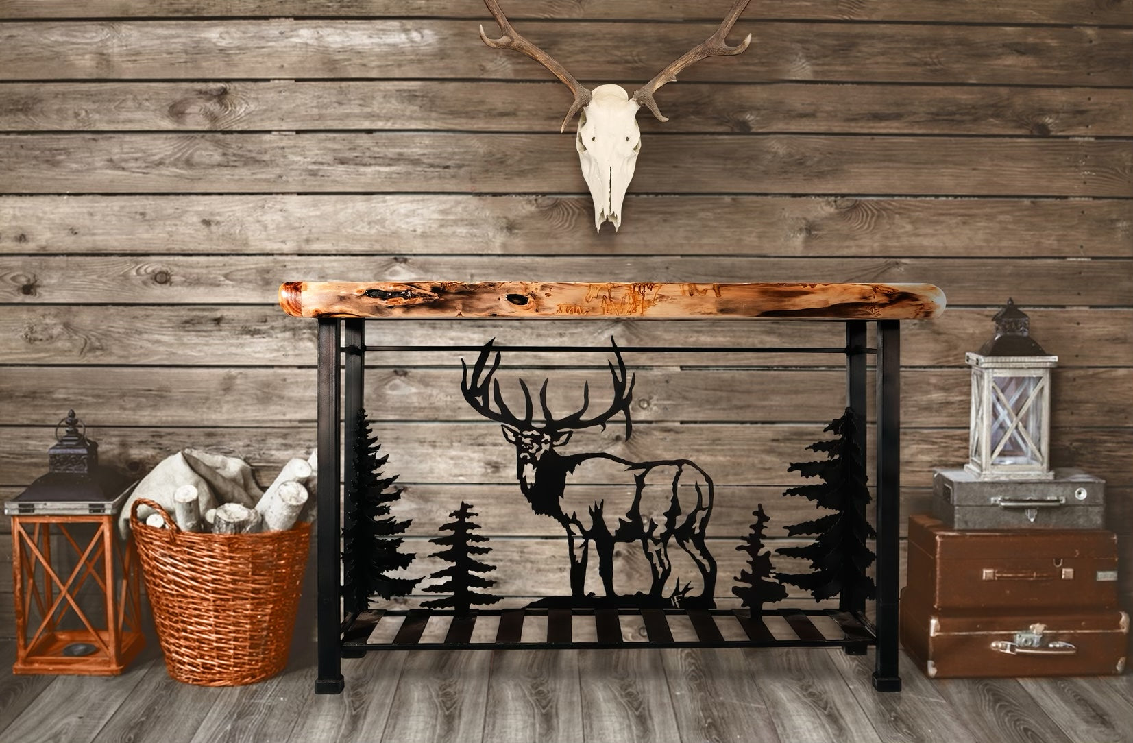 Aspen Wood Scene Table - Moose