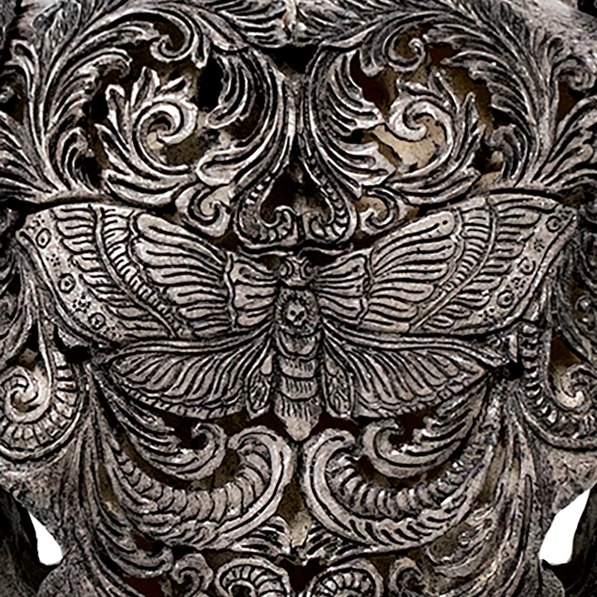 Hand Carved Ram Skull - Gray Moth