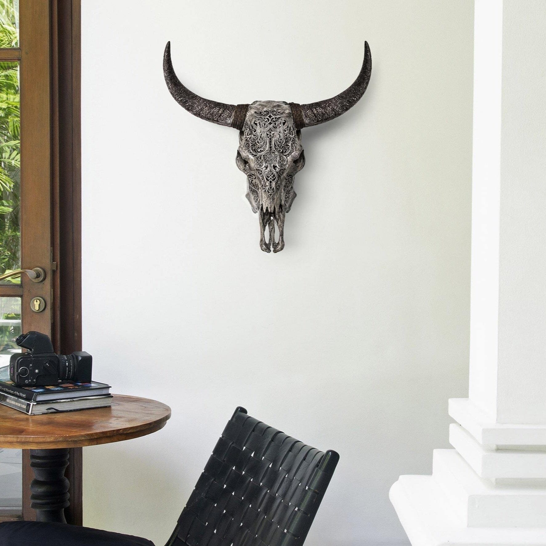 Hand Carved Cow Skull - Gray Titan