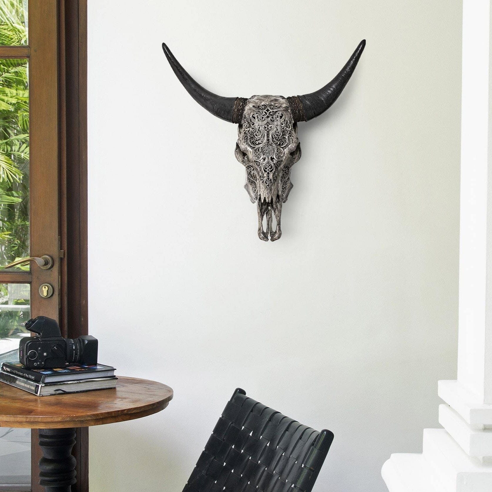 Hand Carved Cow Skull - Gray Titan