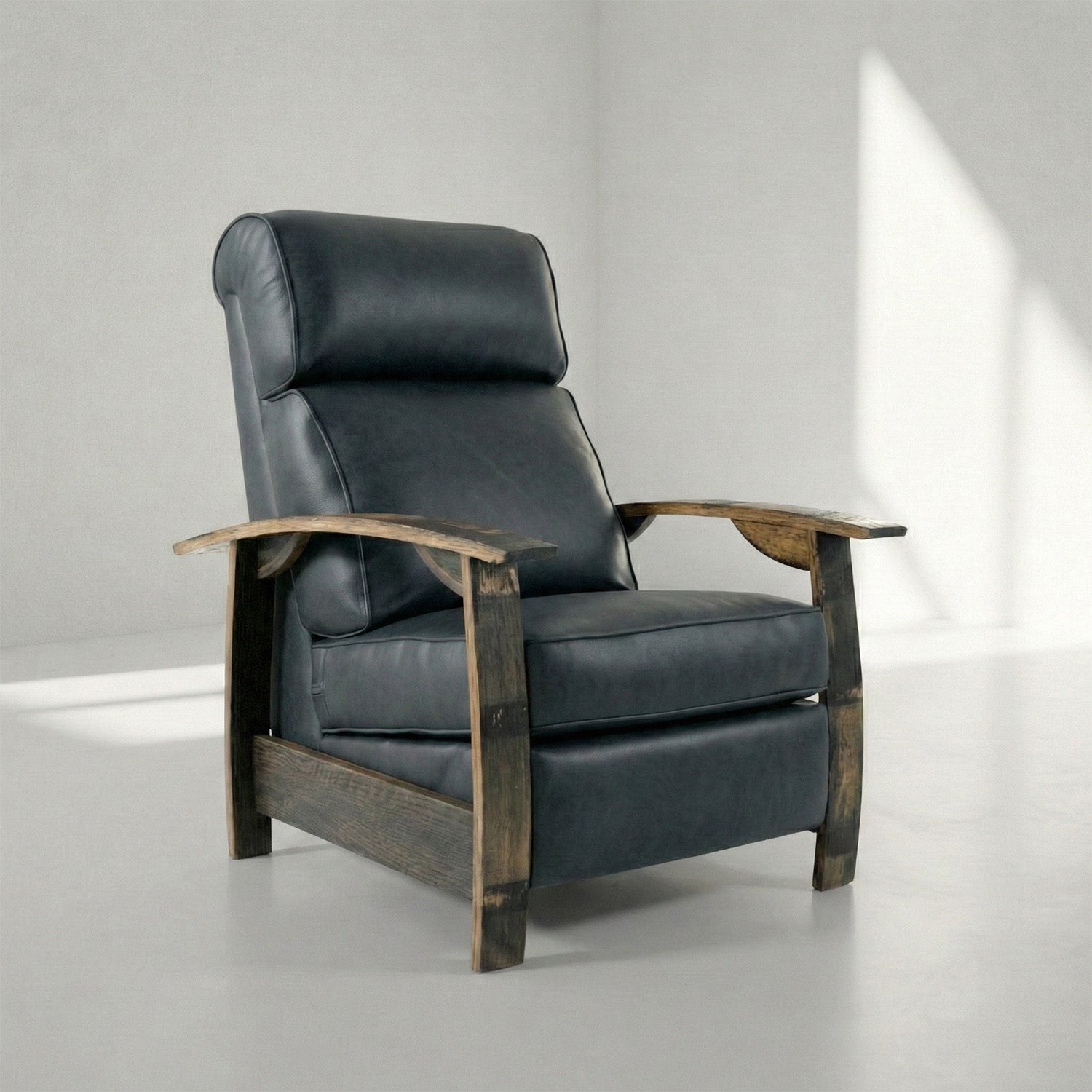 Whiskey Barrel Recliner — Full-Grain Leather