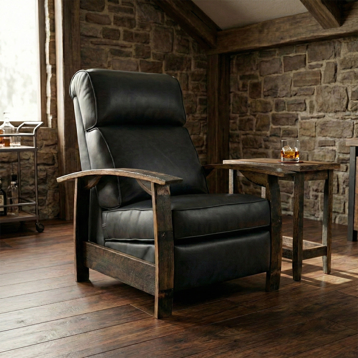 Whiskey Barrel Recliner — Full-Grain Leather