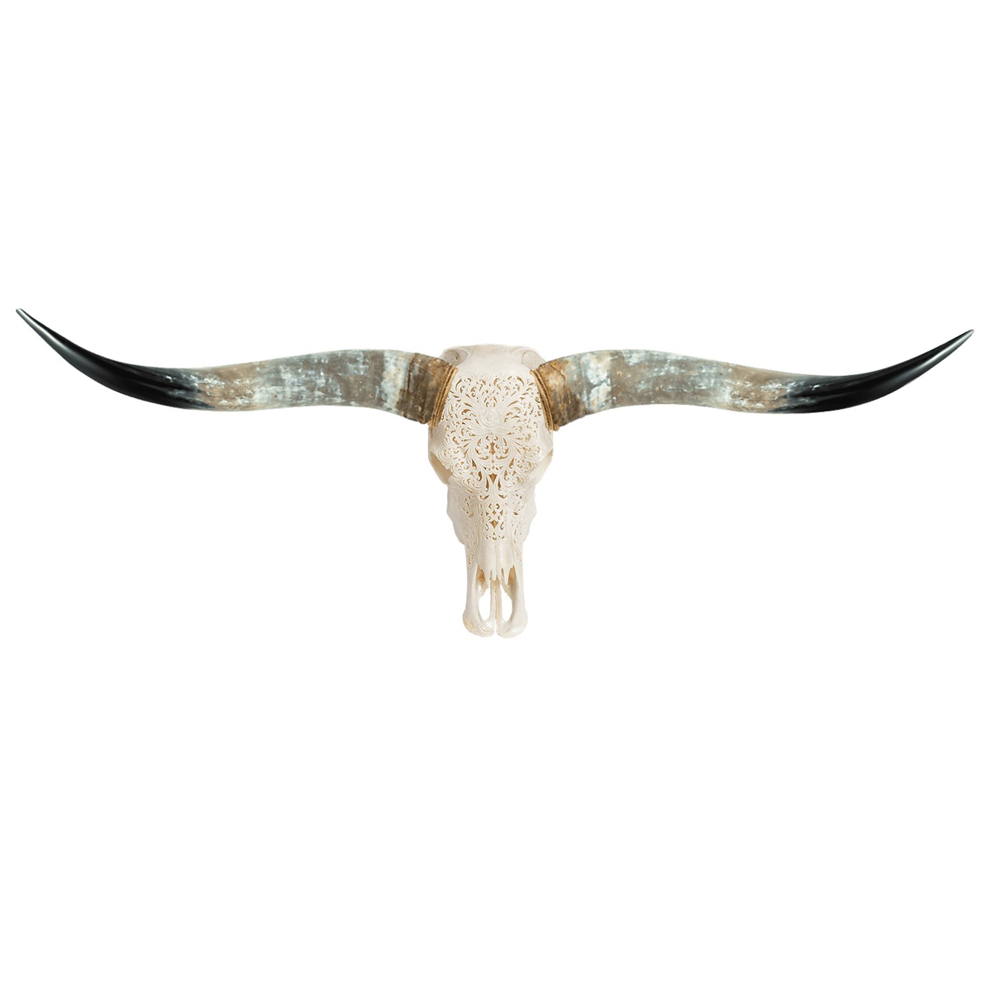 Hand Carved Longhorn Skull - Rose