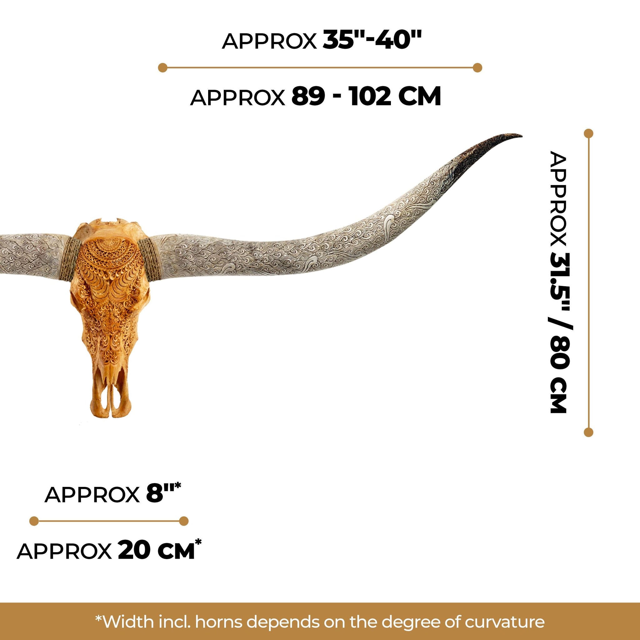 Hand Carved Longhorn Skull // XL Horns - Antique Boho