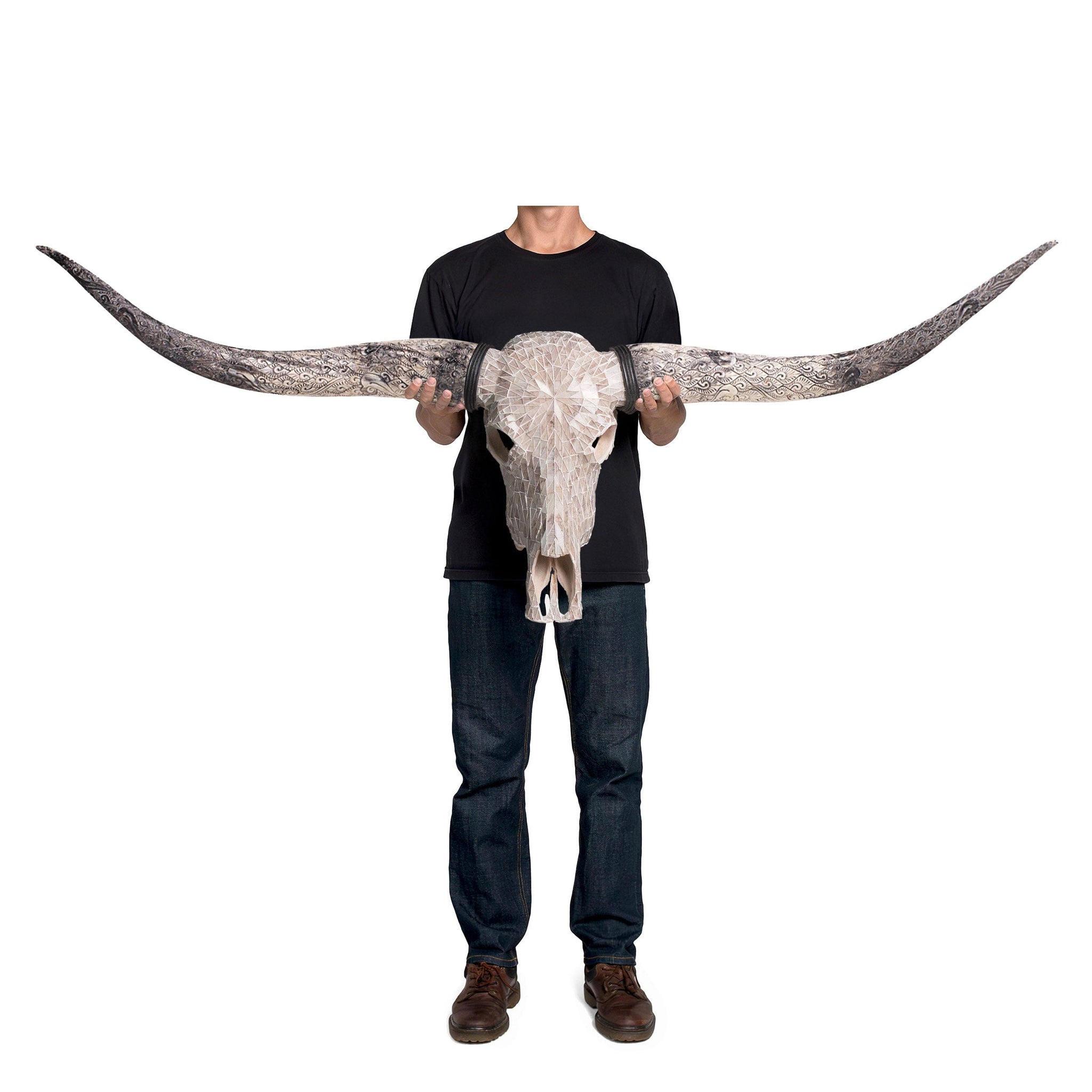 Longhorn Skull - Beige Mirror // Mosaic Finish
