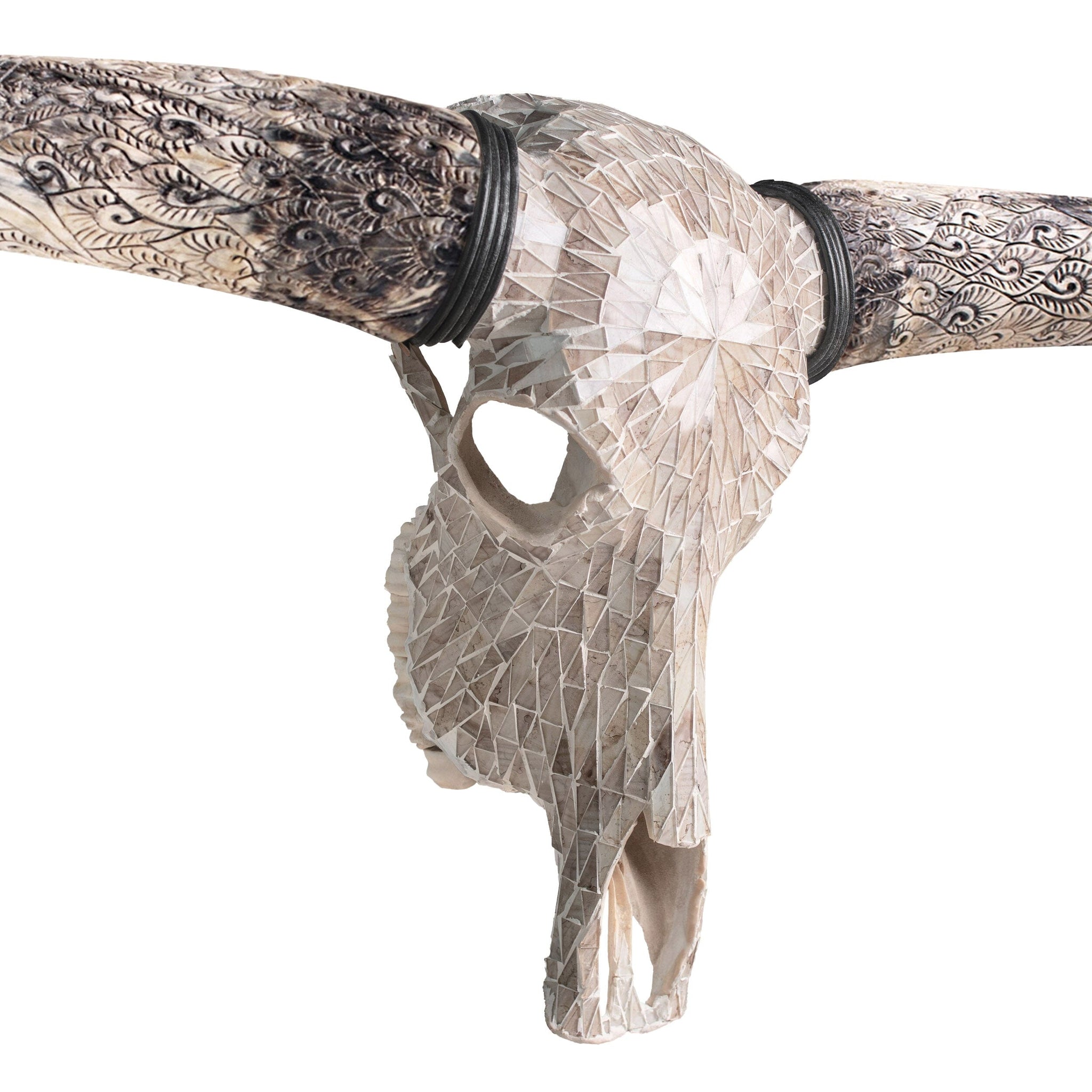 Longhorn Skull - Beige Mirror // Mosaic Finish