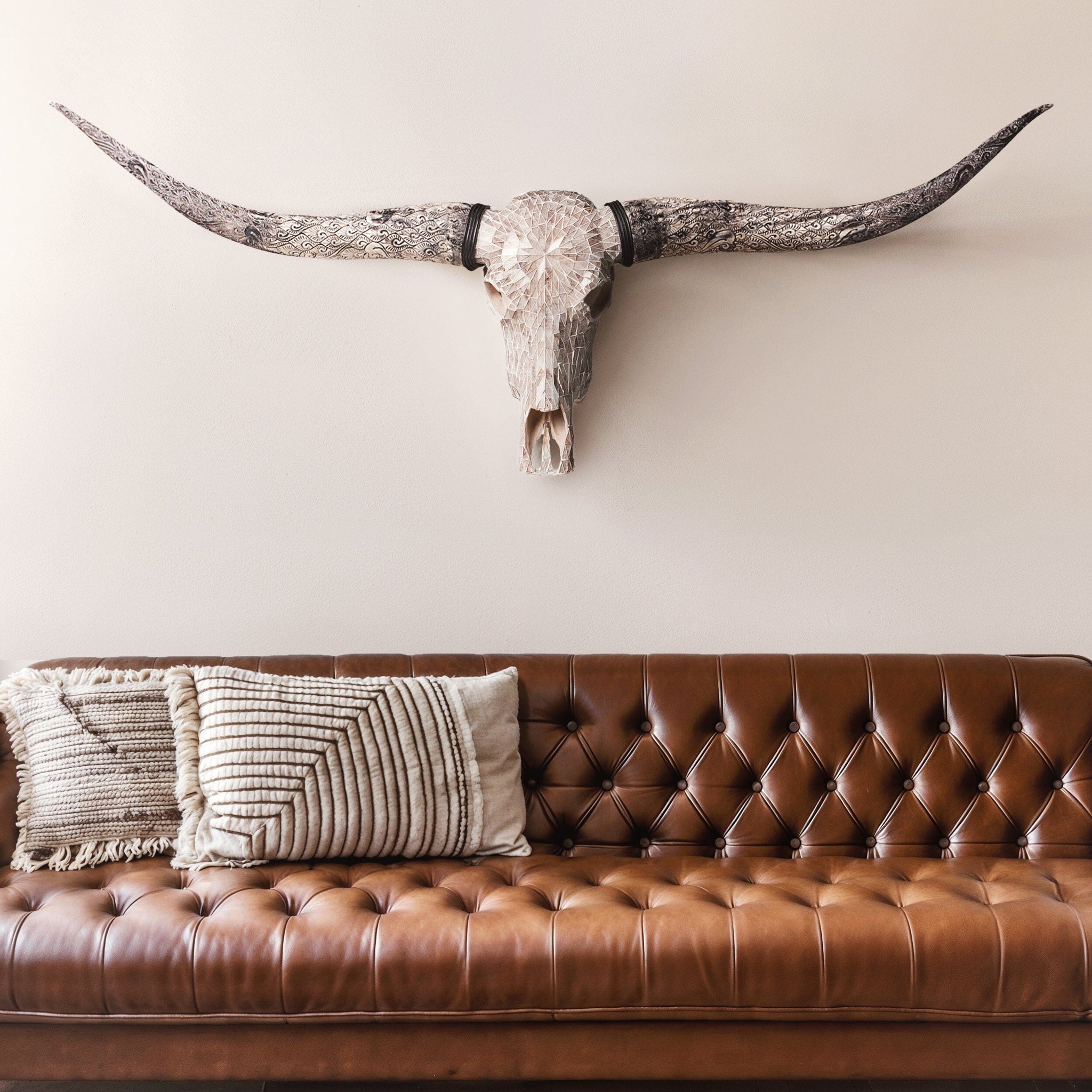 Longhorn Skull - Beige Mirror // Mosaic Finish