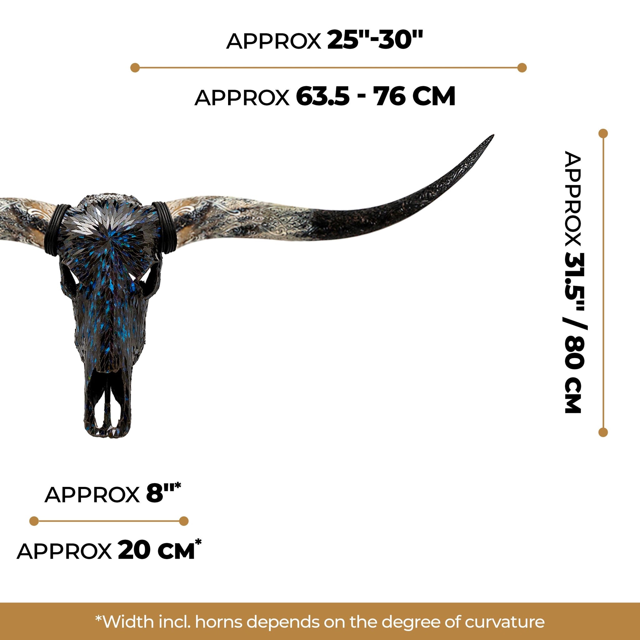 Longhorn Skull - Blue Mirror // Mosaic Finish