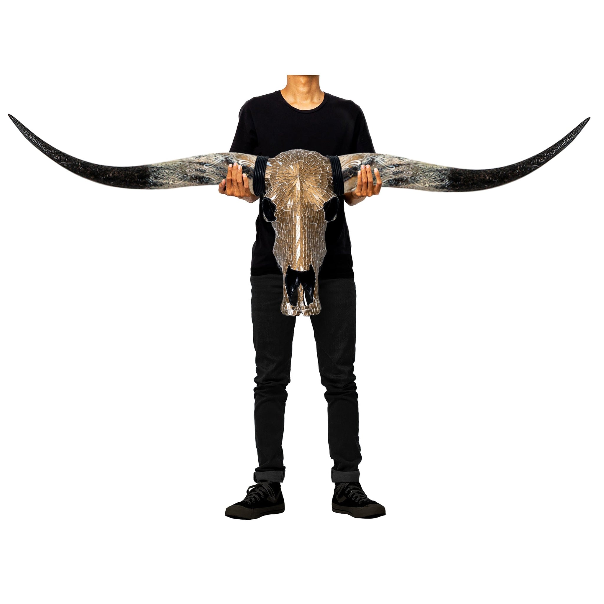Longhorn Skull - Mocha Mirror // Mosaic Finish