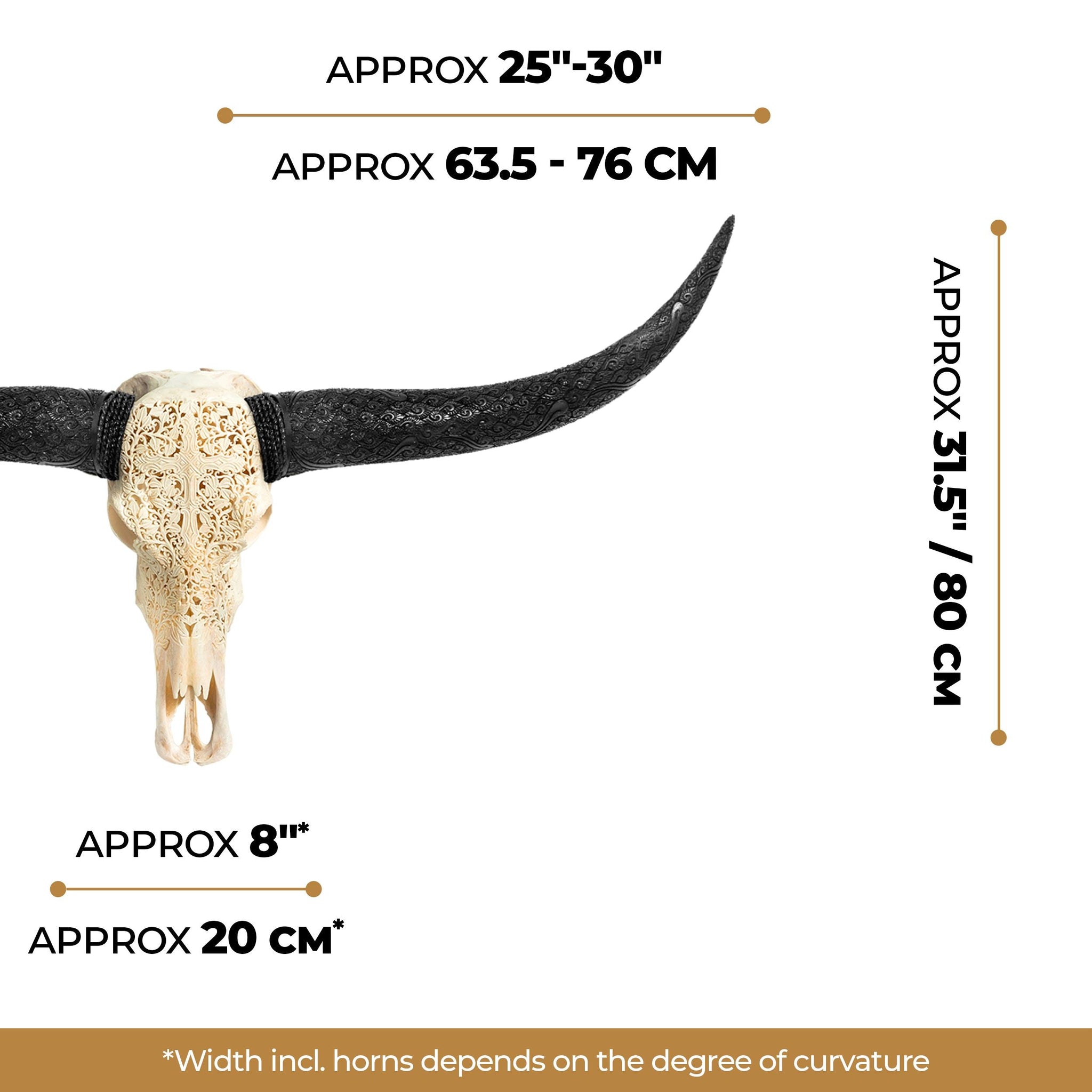 Hand Carved Longhorn Skull - Gothic Cross