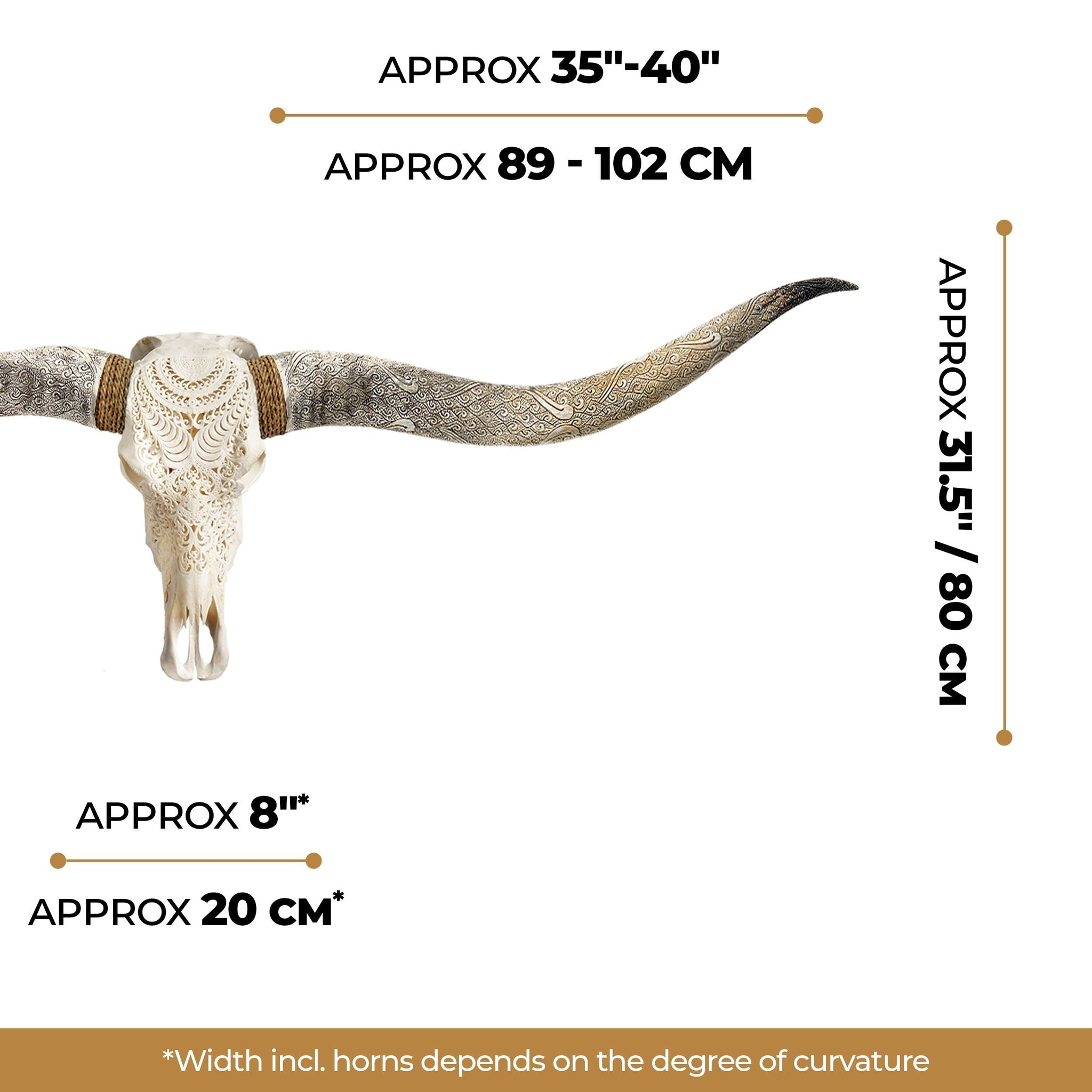 Hand Carved Longhorn Skull // XL Horns - White Boho