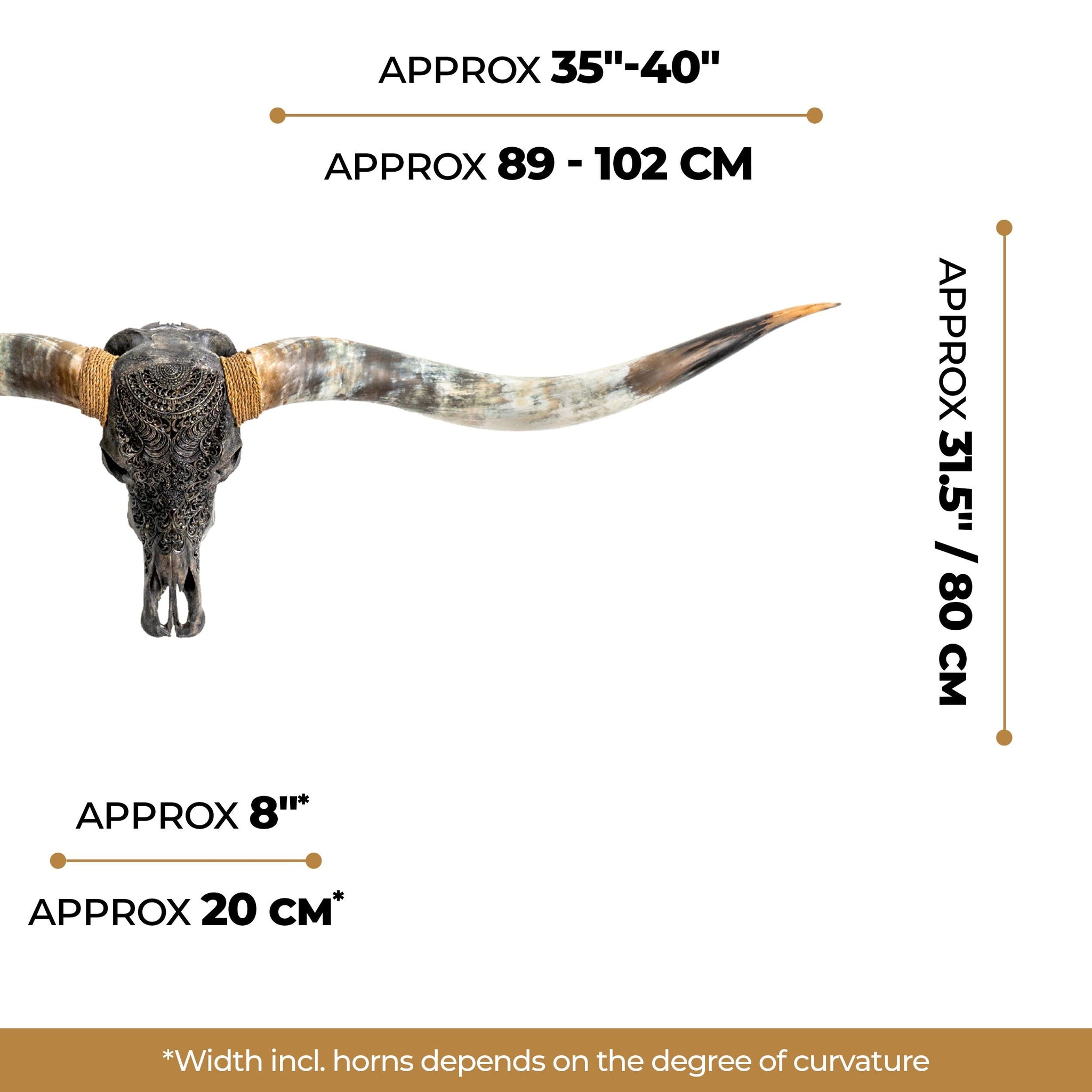 Hand Carved Longhorn Skull // XL Horns - Gray Boho