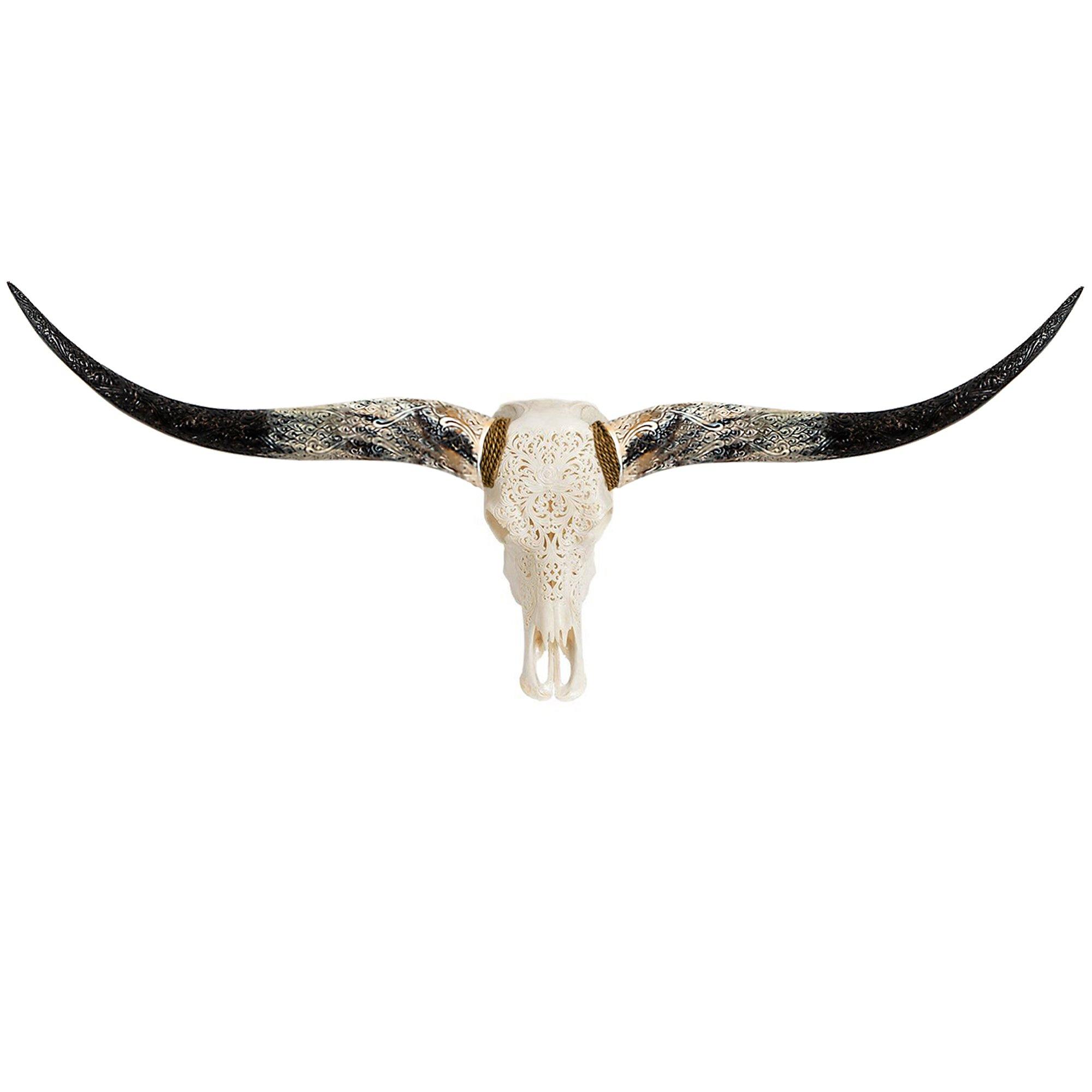 Hand Carved Longhorn Skull - Rose
