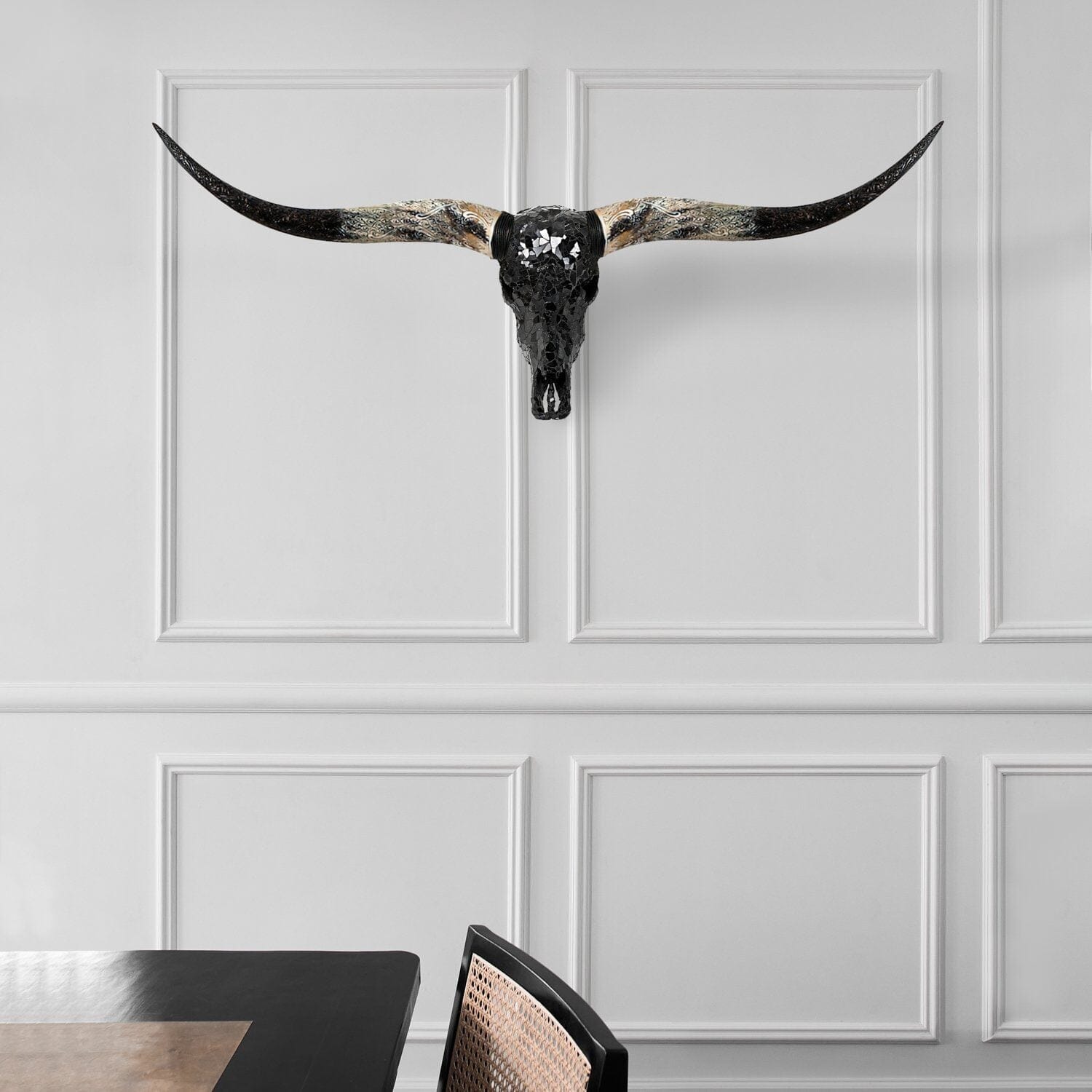 Longhorn Skull - Black Mirror // Mosaic Finish
