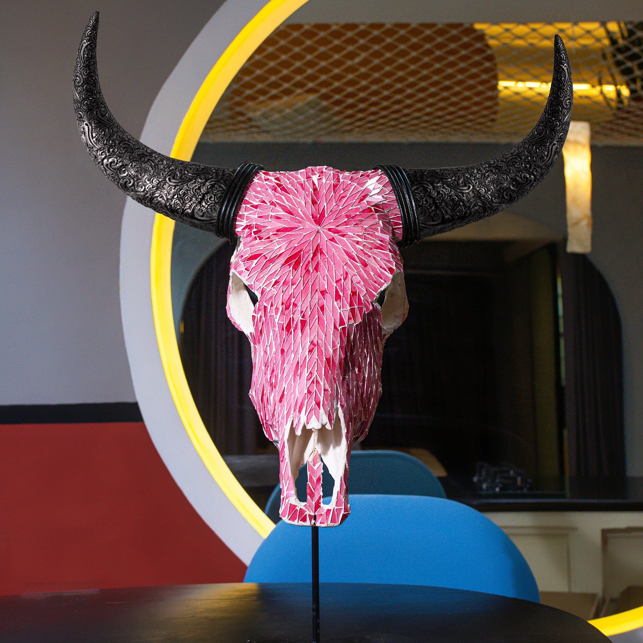 Cow Skull - Pink Mirror // Mosaic Finish
