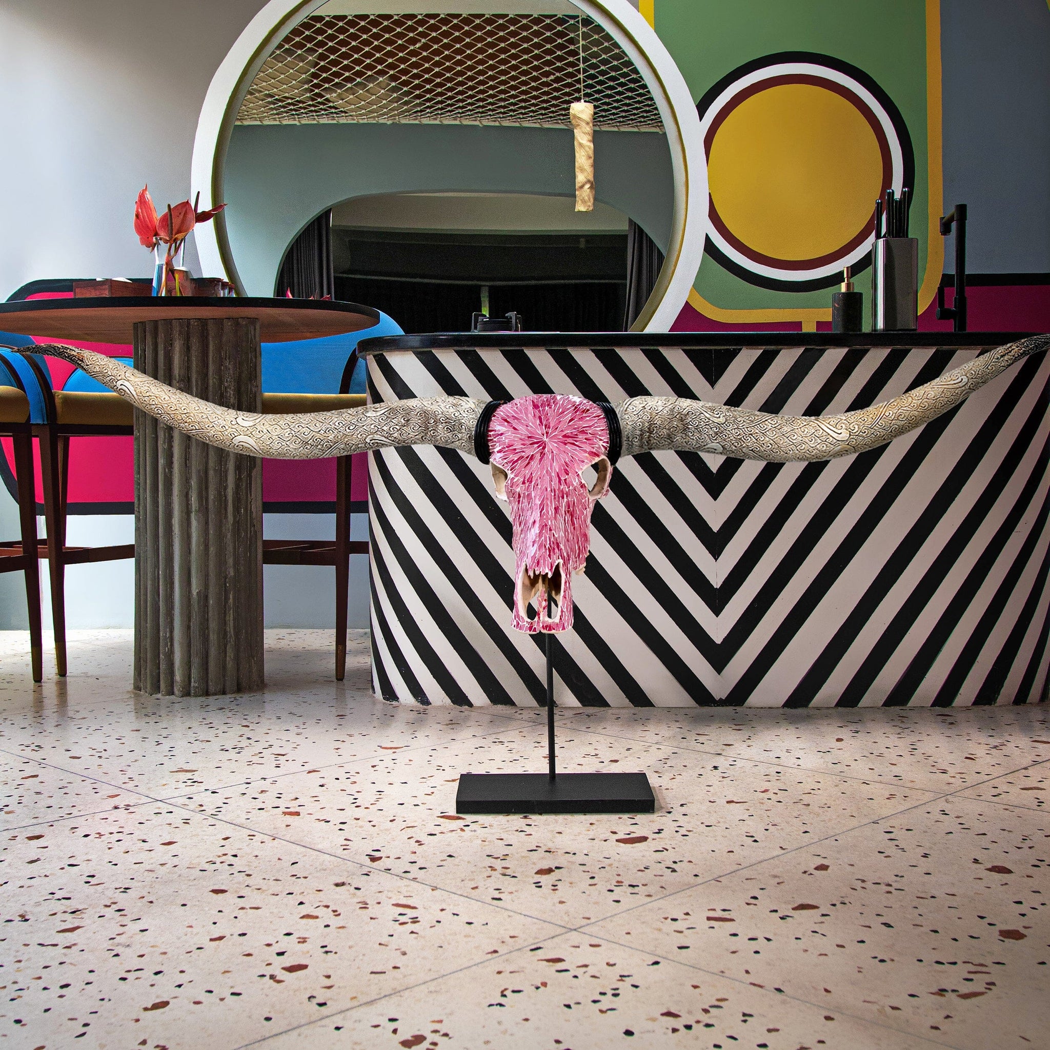 Longhorn Skull // XL Horns - Pink Mirror // Mosaic Finish