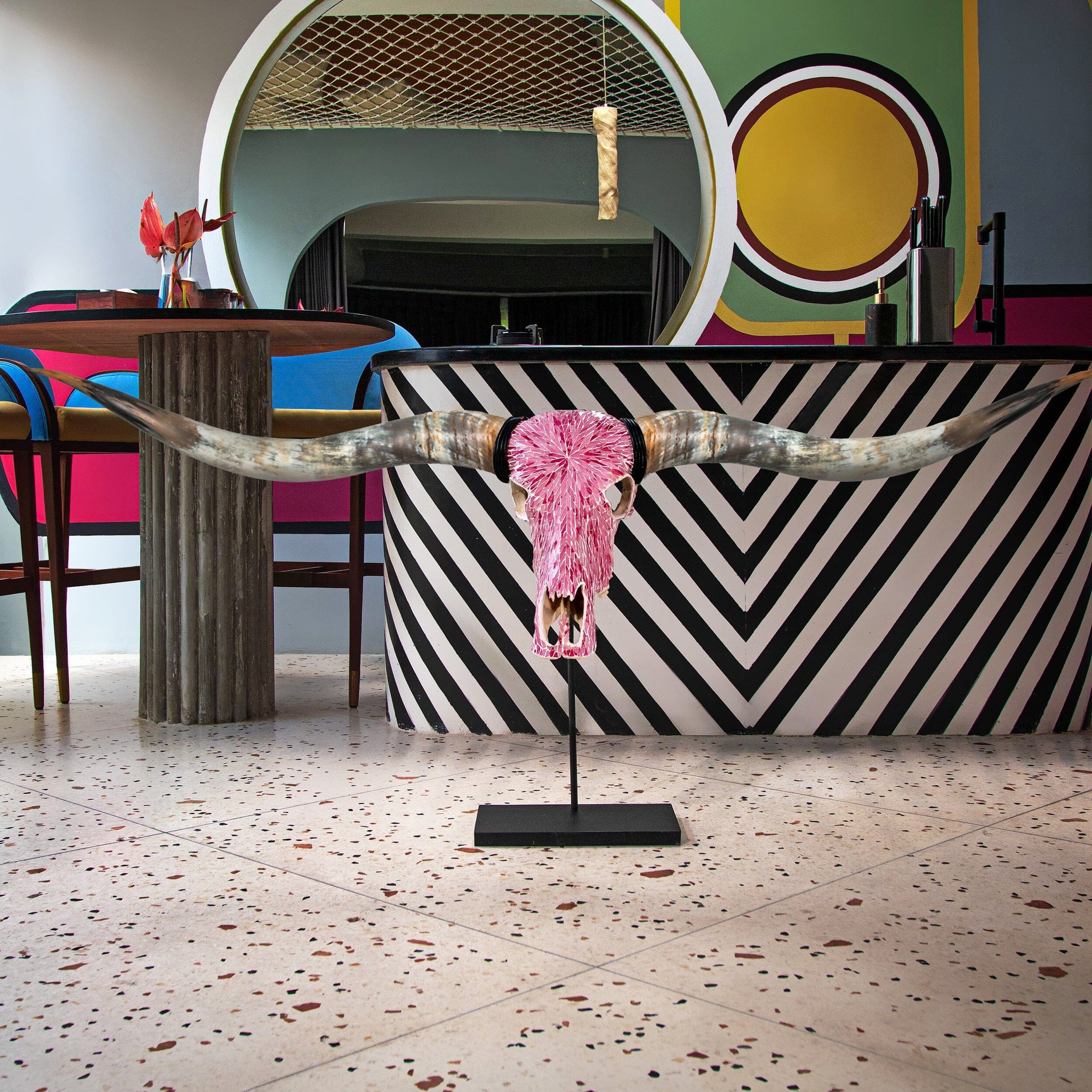 Longhorn Skull // XL Horns - Pink Mirror // Mosaic Finish