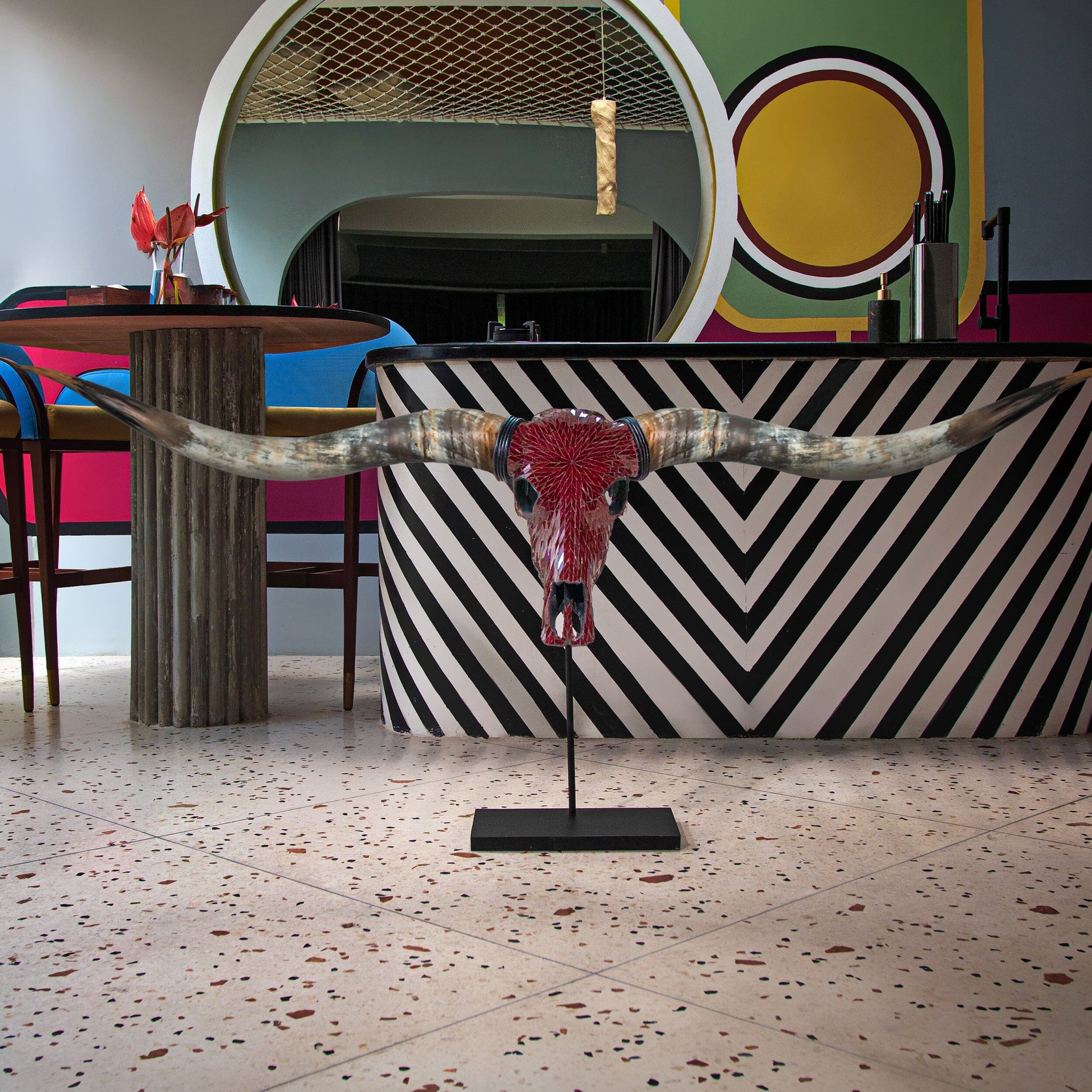 Longhorn Skull // XL Horns - Red Mirror // Mosaic Finish