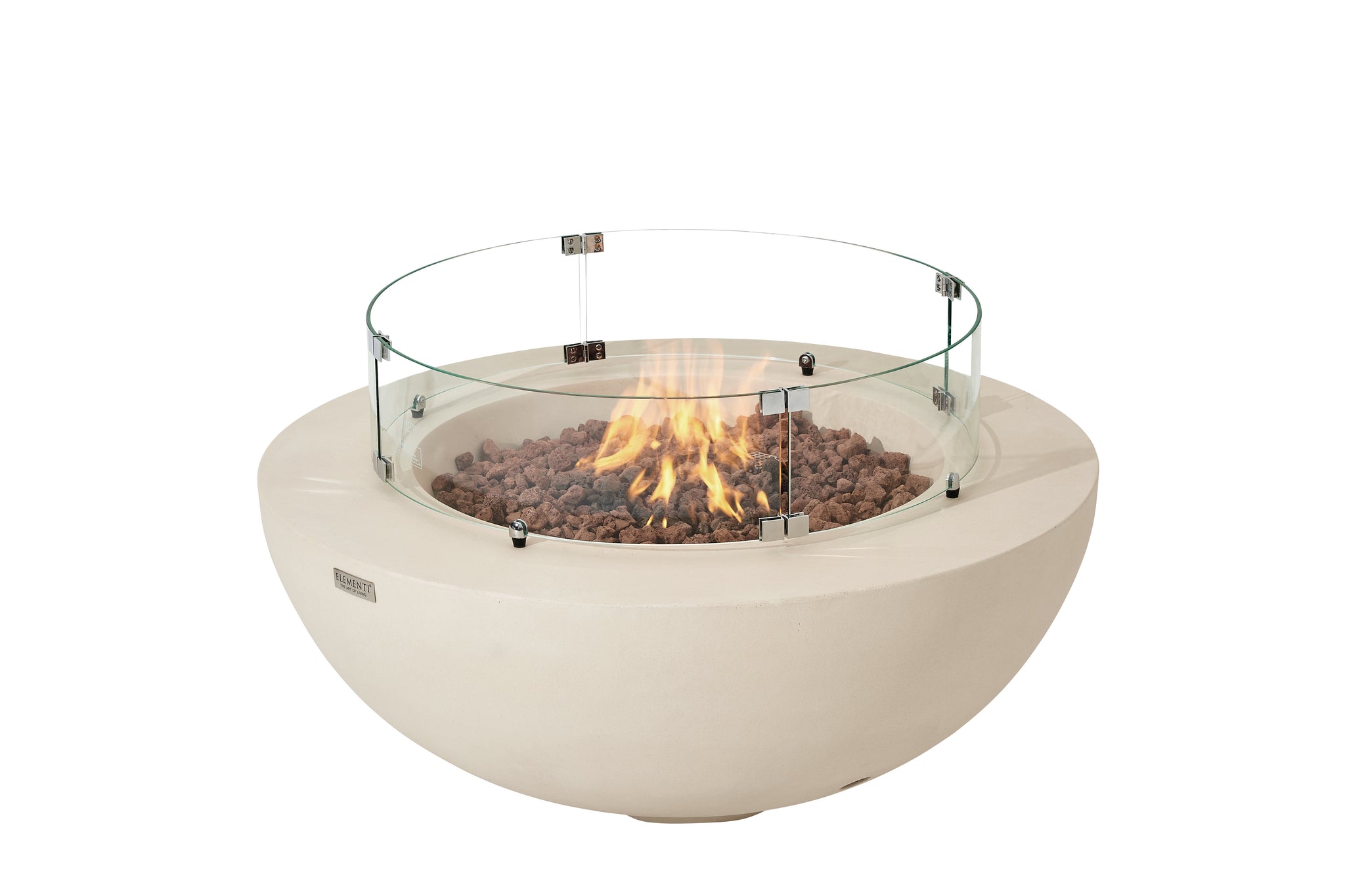 Lunar Bowl 42” Concrete Fire Table – Frosted Cream White