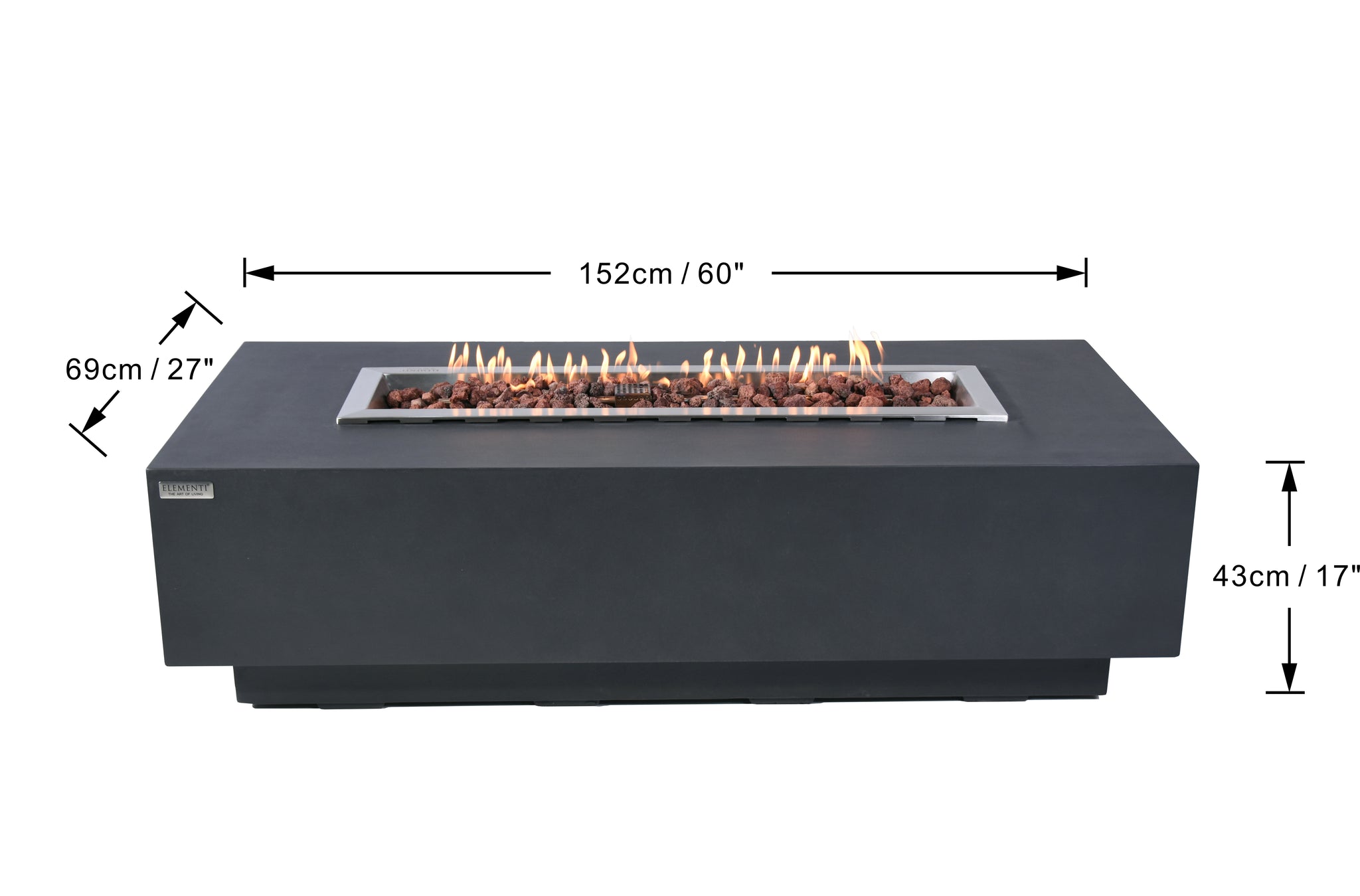 Granville 60” Concrete Fire Table – Dark Gray