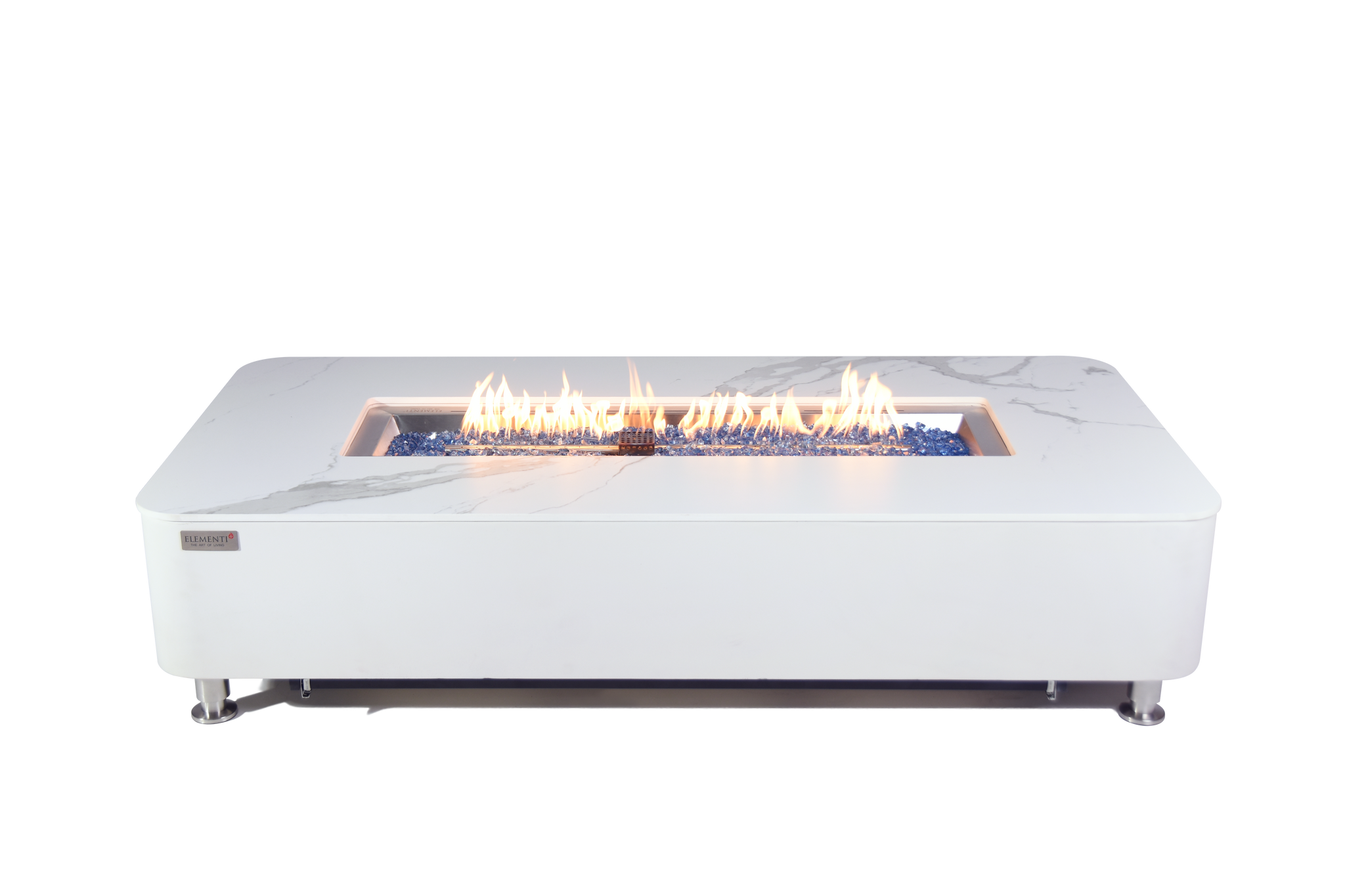 Athens 62” Marble Porcelain Top Fire Table - Bianco White