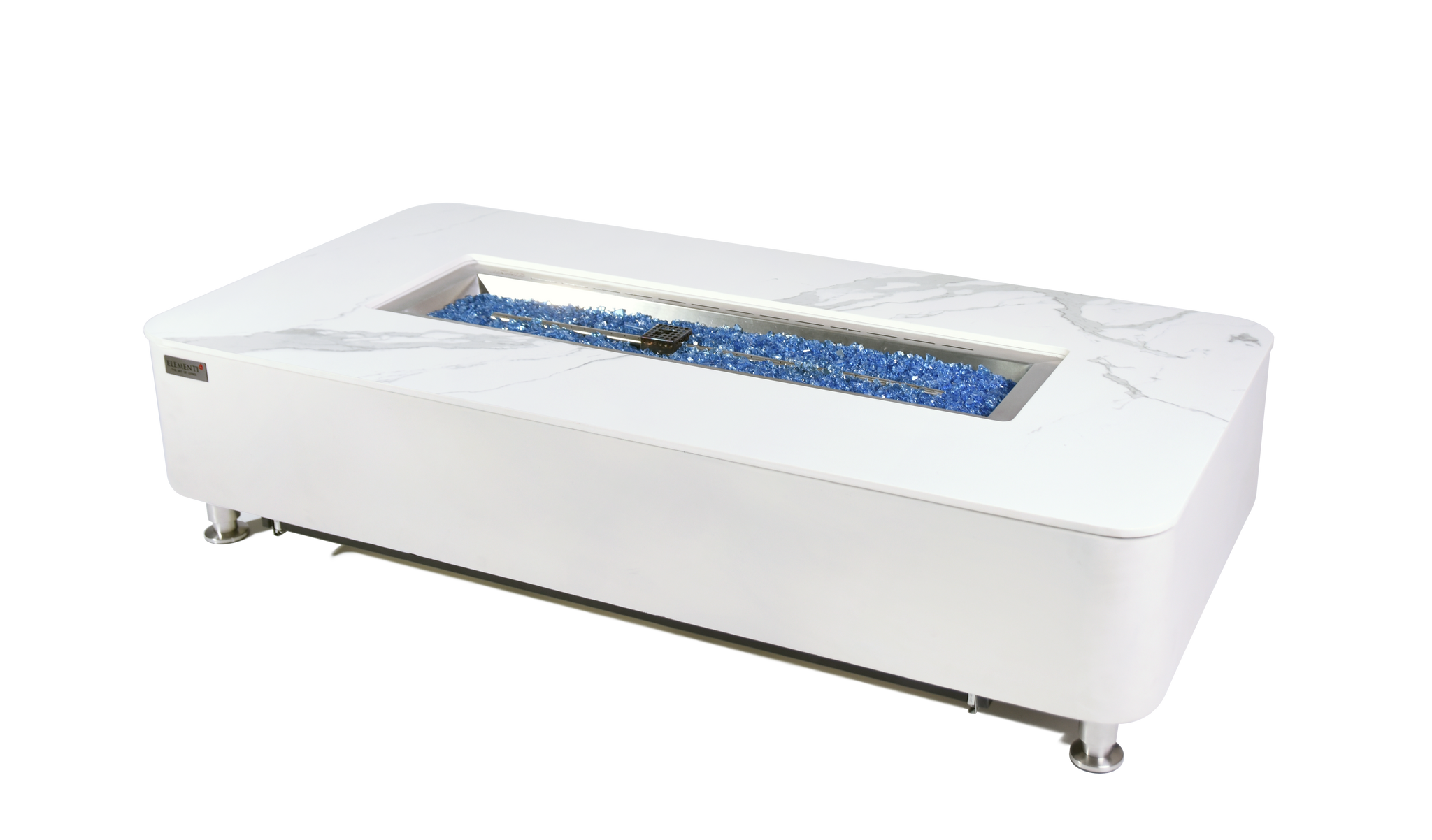 Athens 62” Marble Porcelain Top Fire Table - Bianco White