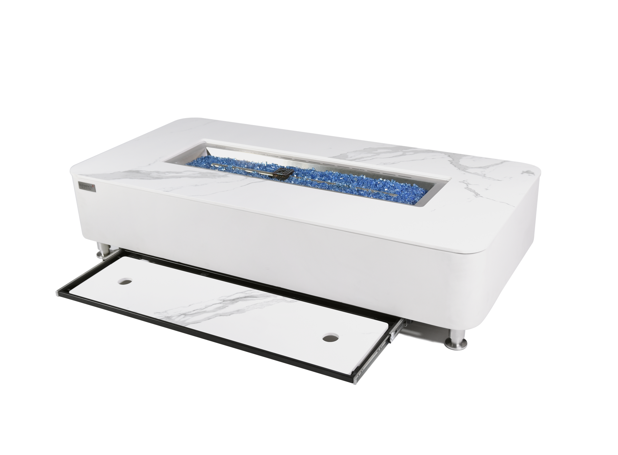 Athens 62” Marble Porcelain Top Fire Table - Bianco White