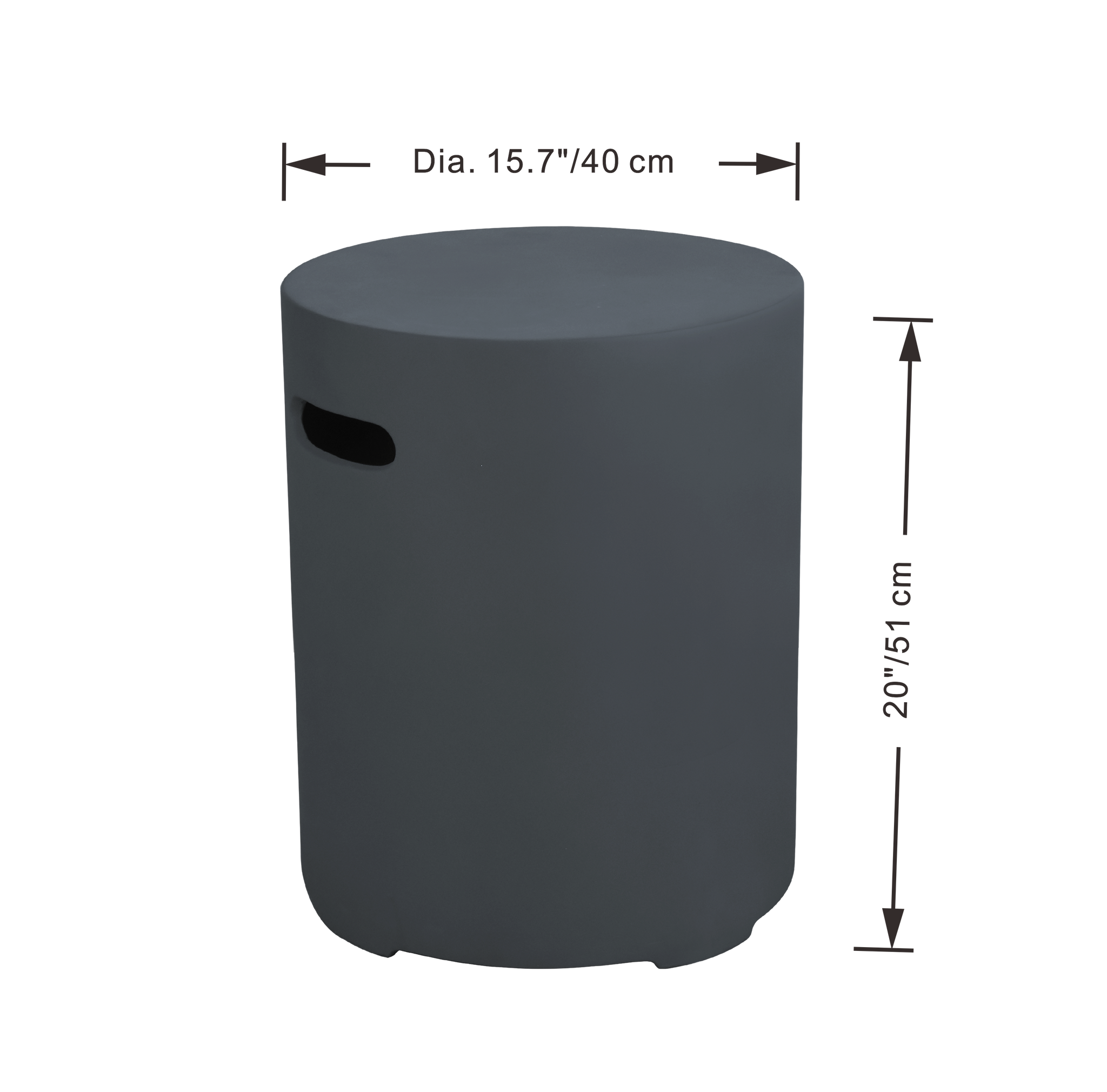 Round Tank Cover -20.0''H 
-Dark Gray