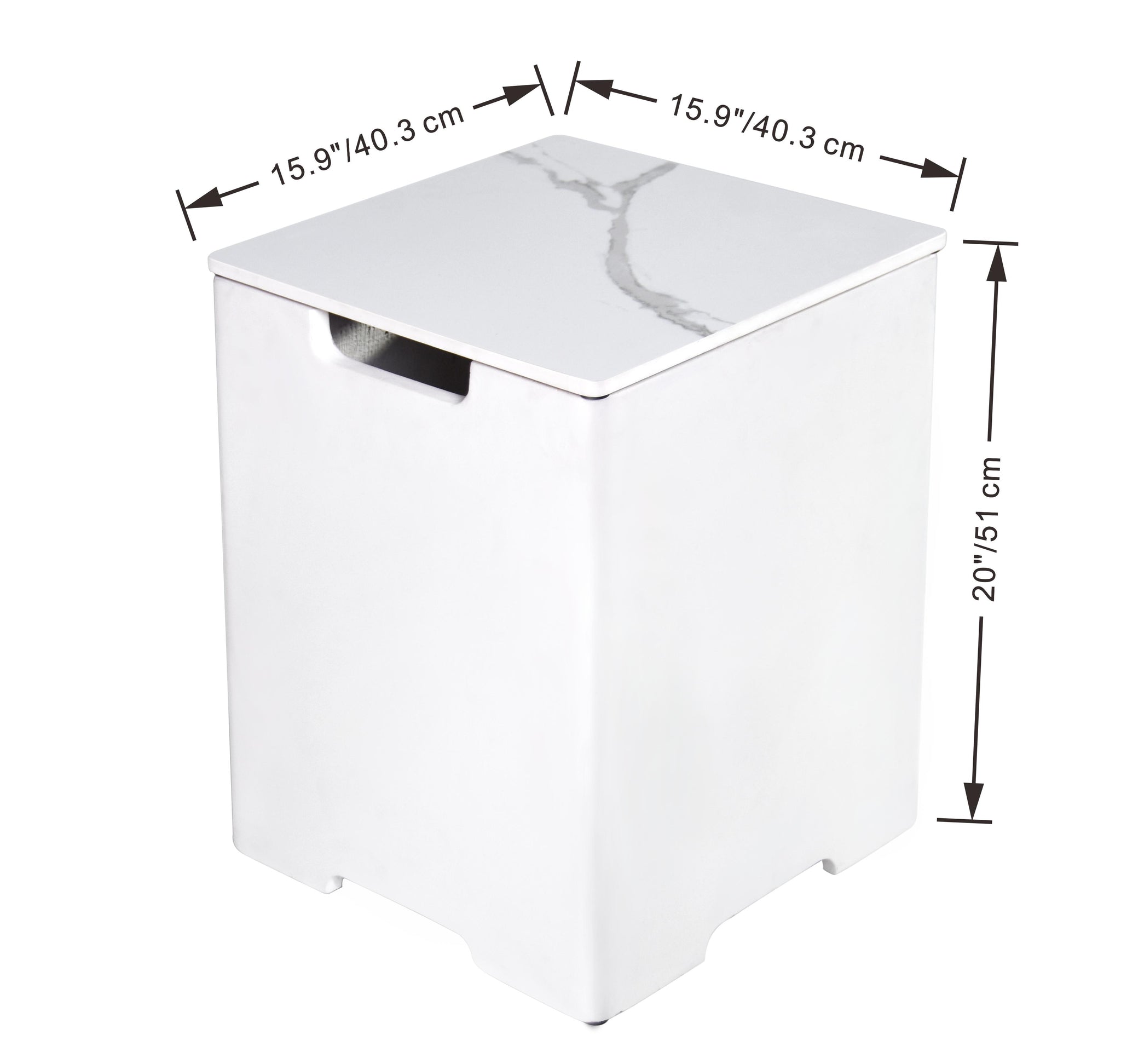 Square Tank Cover 15.9x15.9x20” - Bianco White