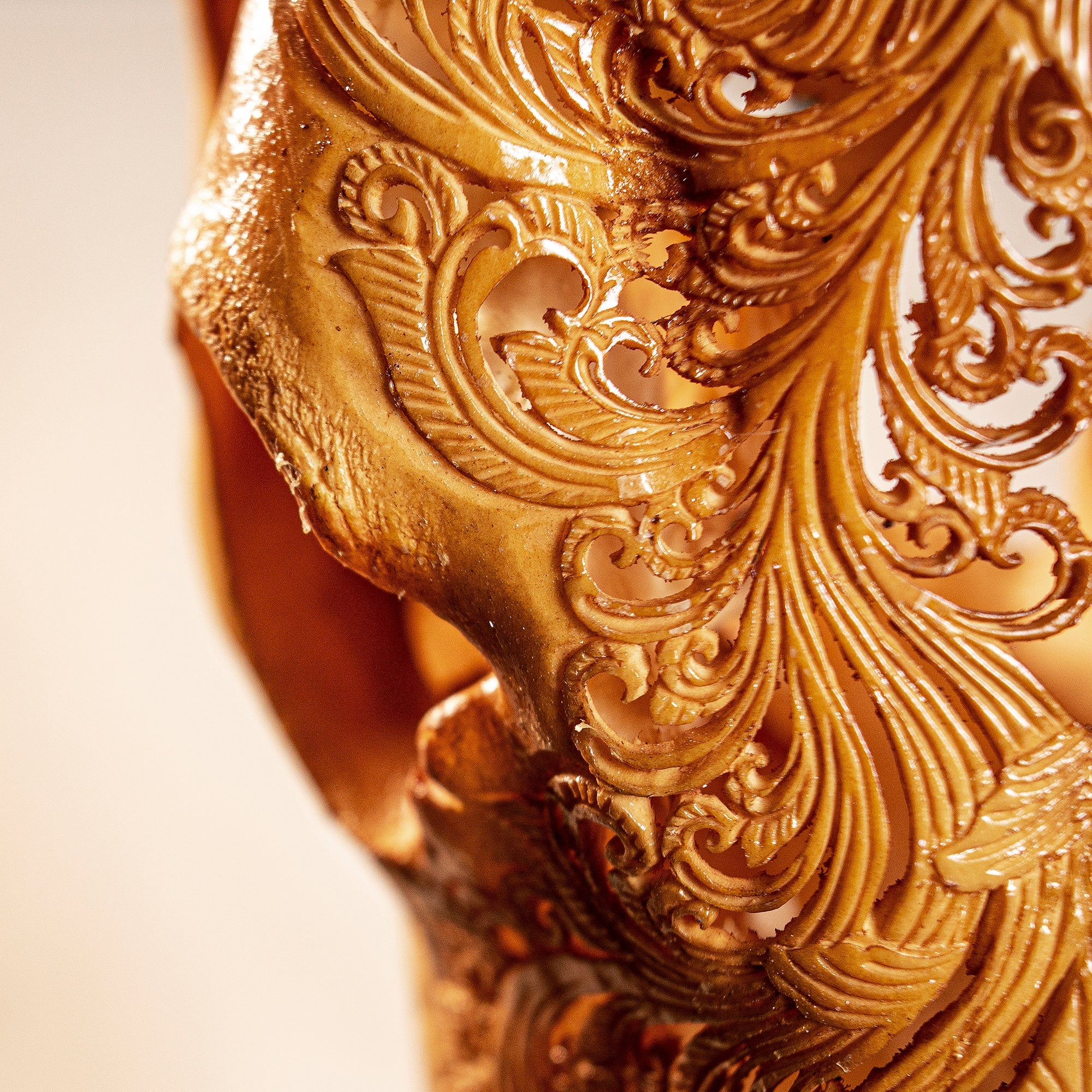 Hand Carved Cow Skull - Antique Titan