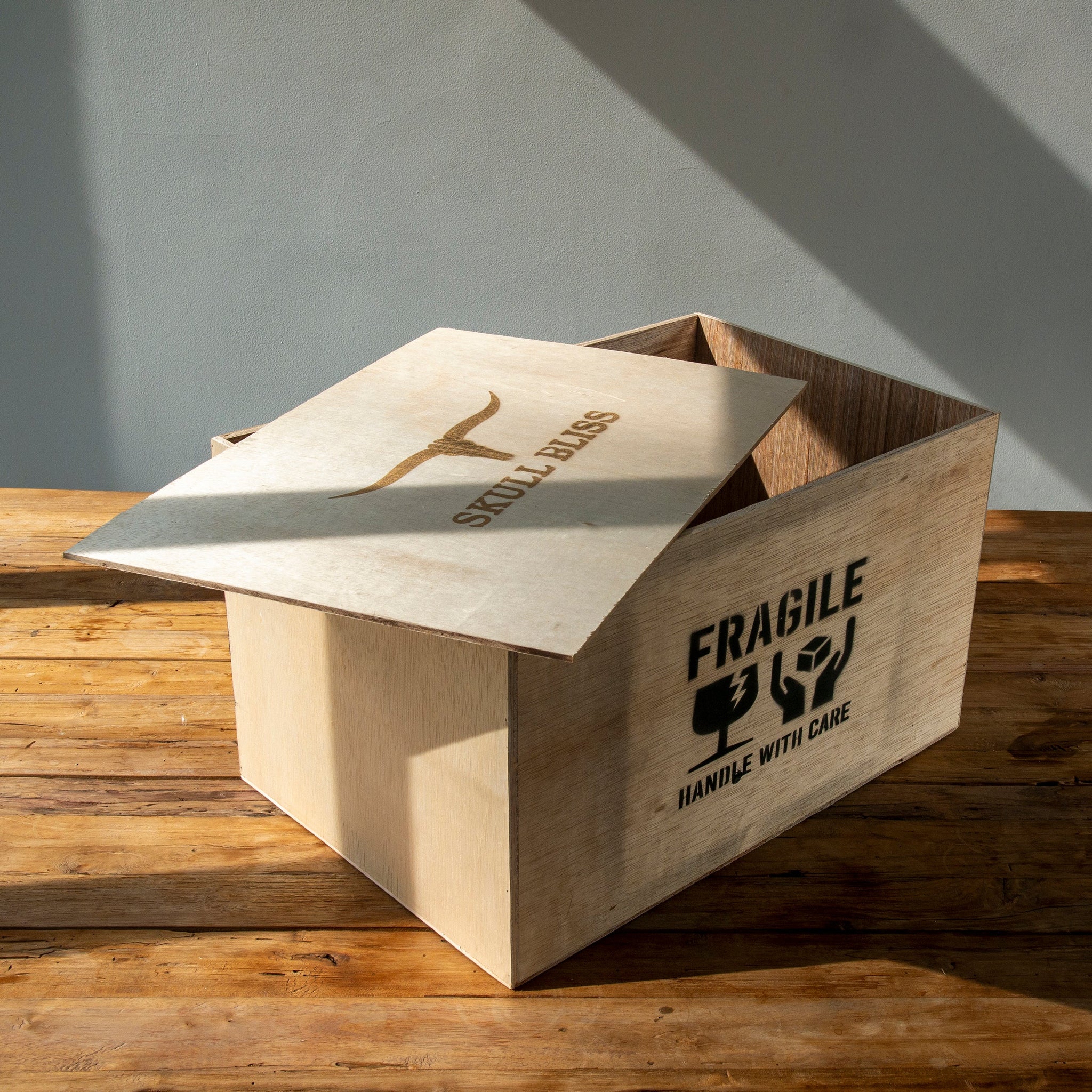 Hand Carved Cow Skull - White Sun