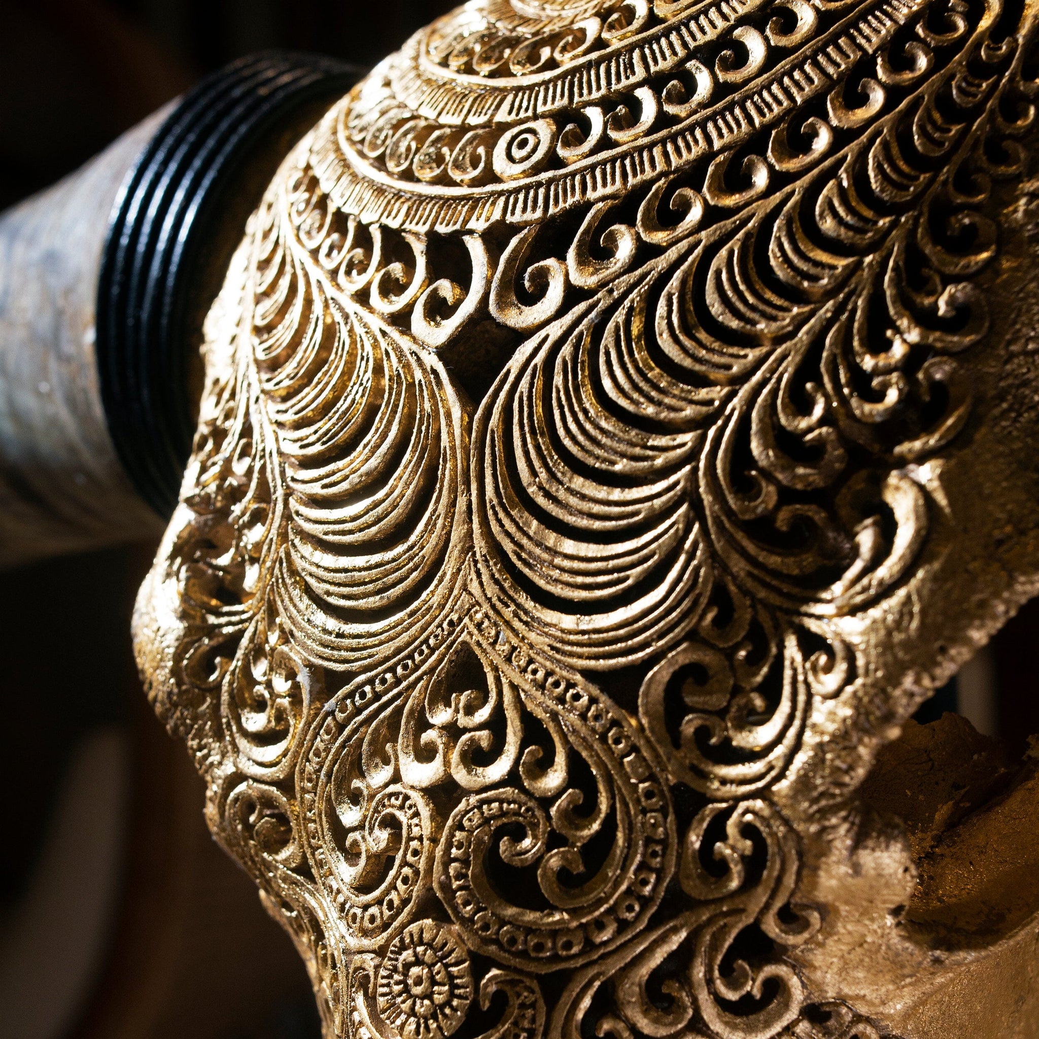 Hand Carved Longhorn Skull // XL Horns - Gold Leaf Boho