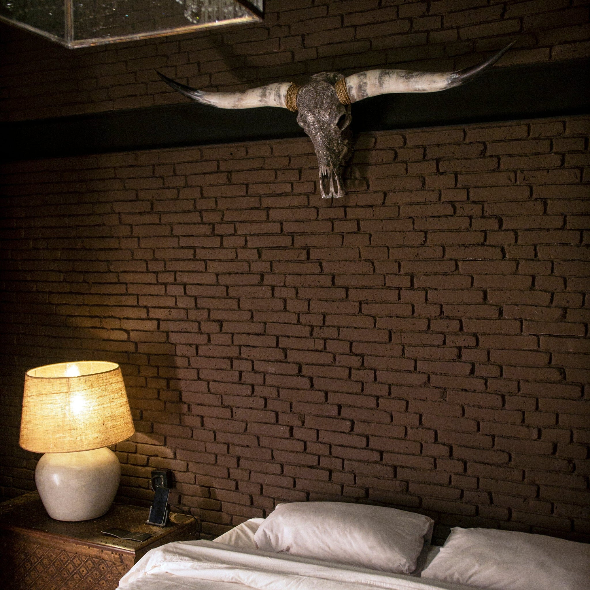 Hand Carved Longhorn Skull - Gray Fine Line