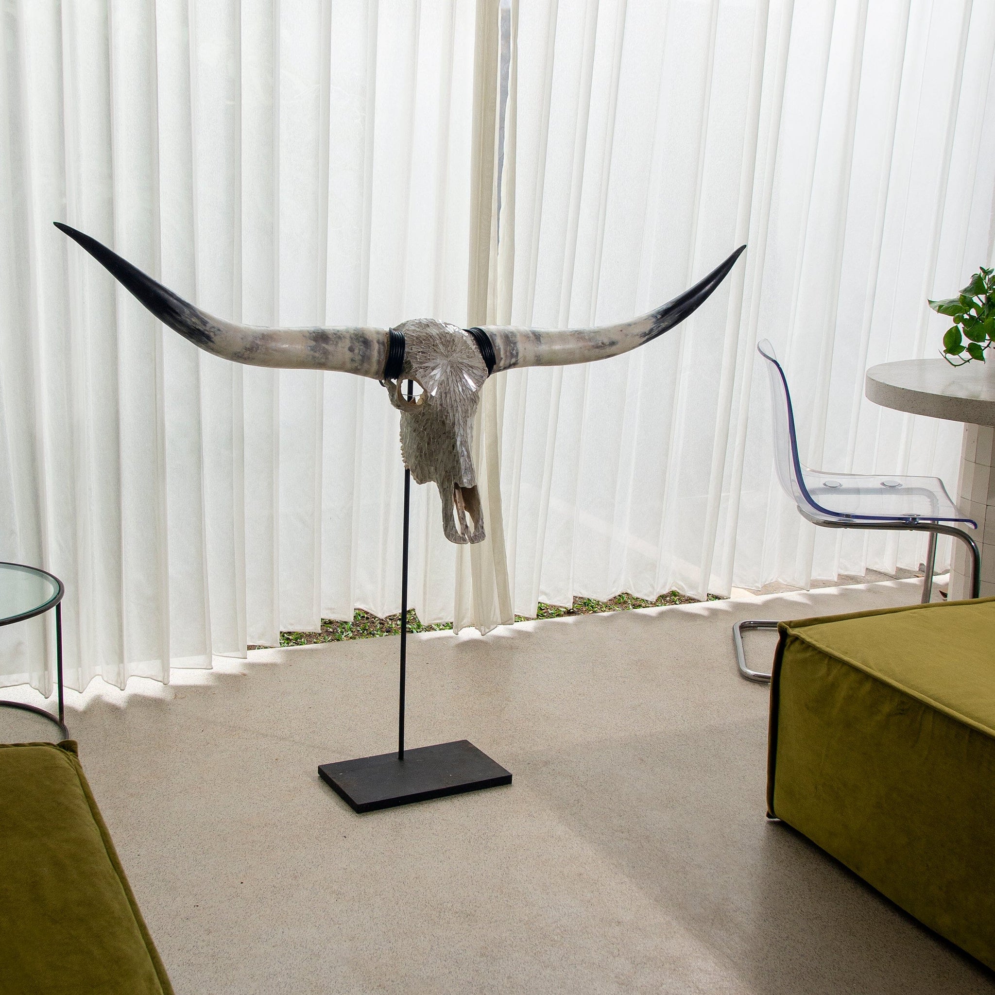 Longhorn Skull - Beige Mirror // Mosaic Finish