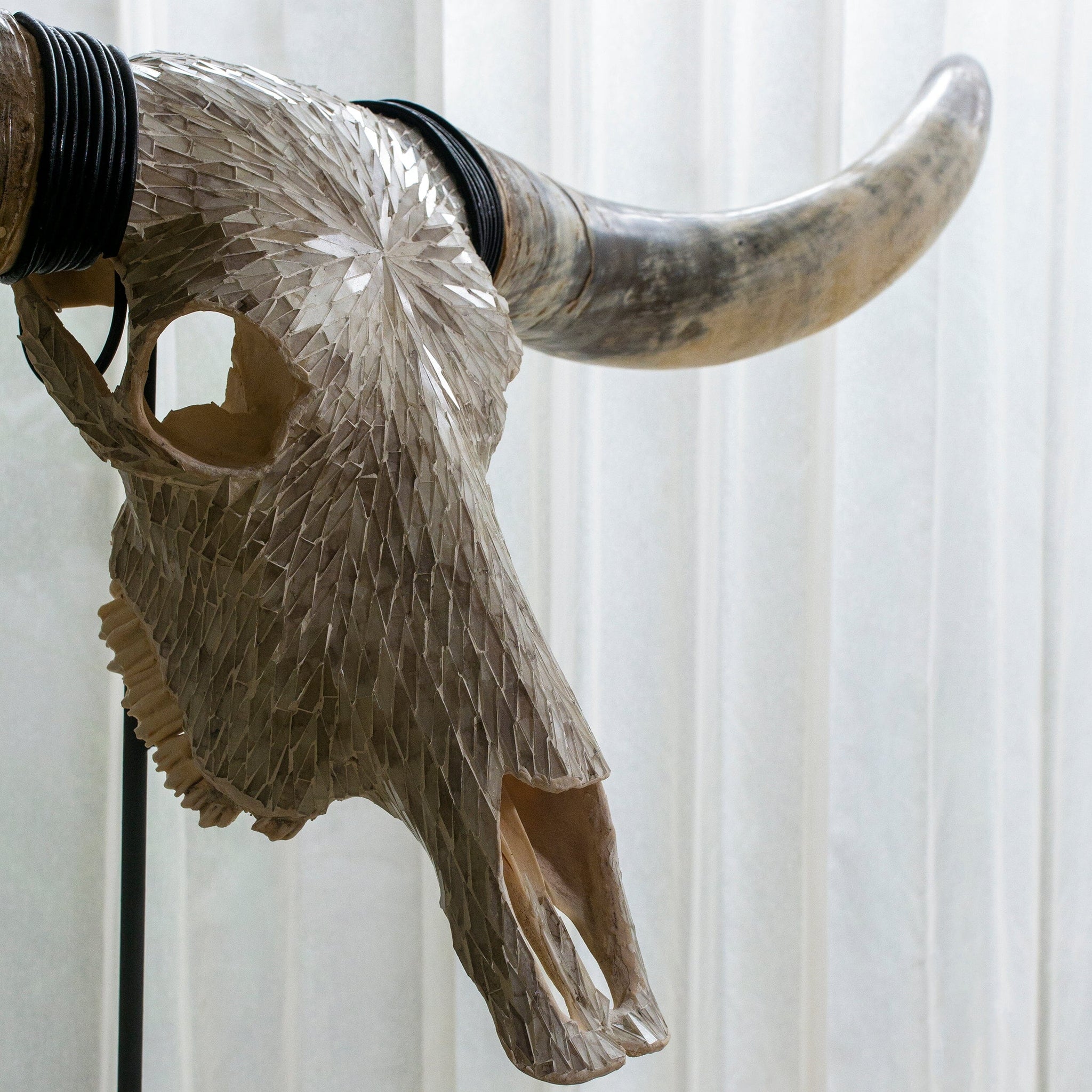 Longhorn Skull // XL Horns - Beige Mirror // Mosaic Finish