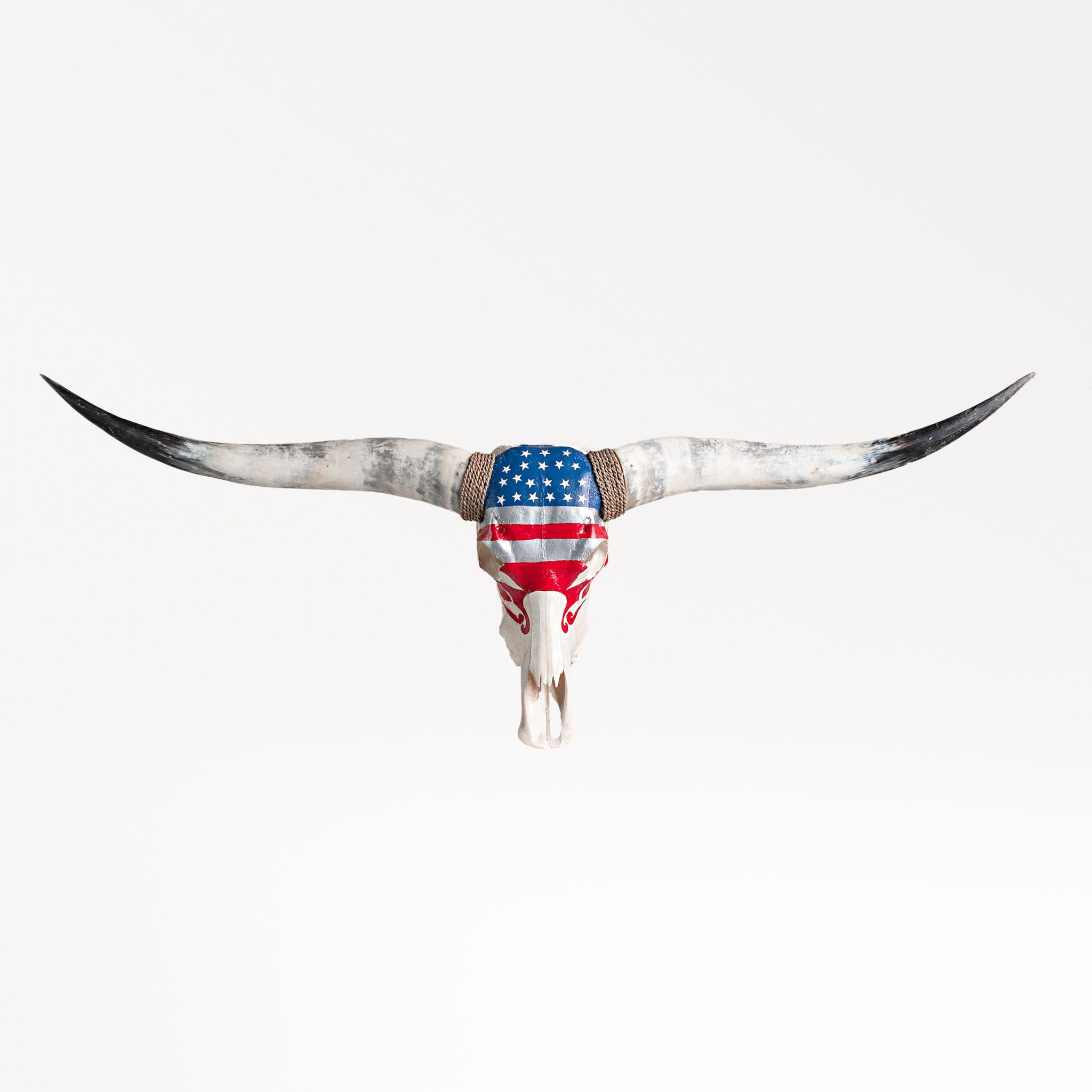 Hand Painted Longhorn Skull  - Stars & Stripes